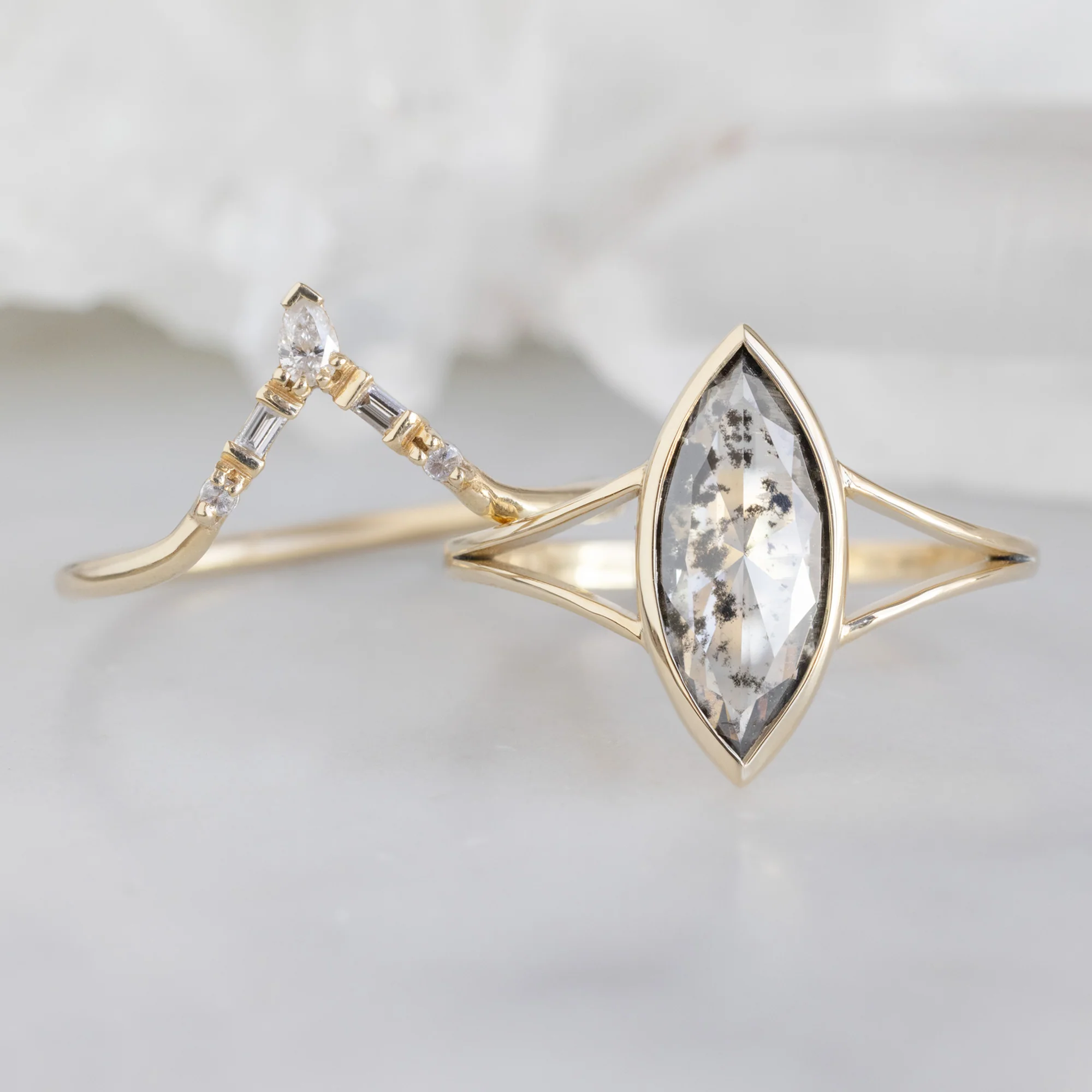 The Magnolia Ring | 1.65ct Lab Grown Salt and Pepper Diamond in 14K Yellow Gold - Image 3