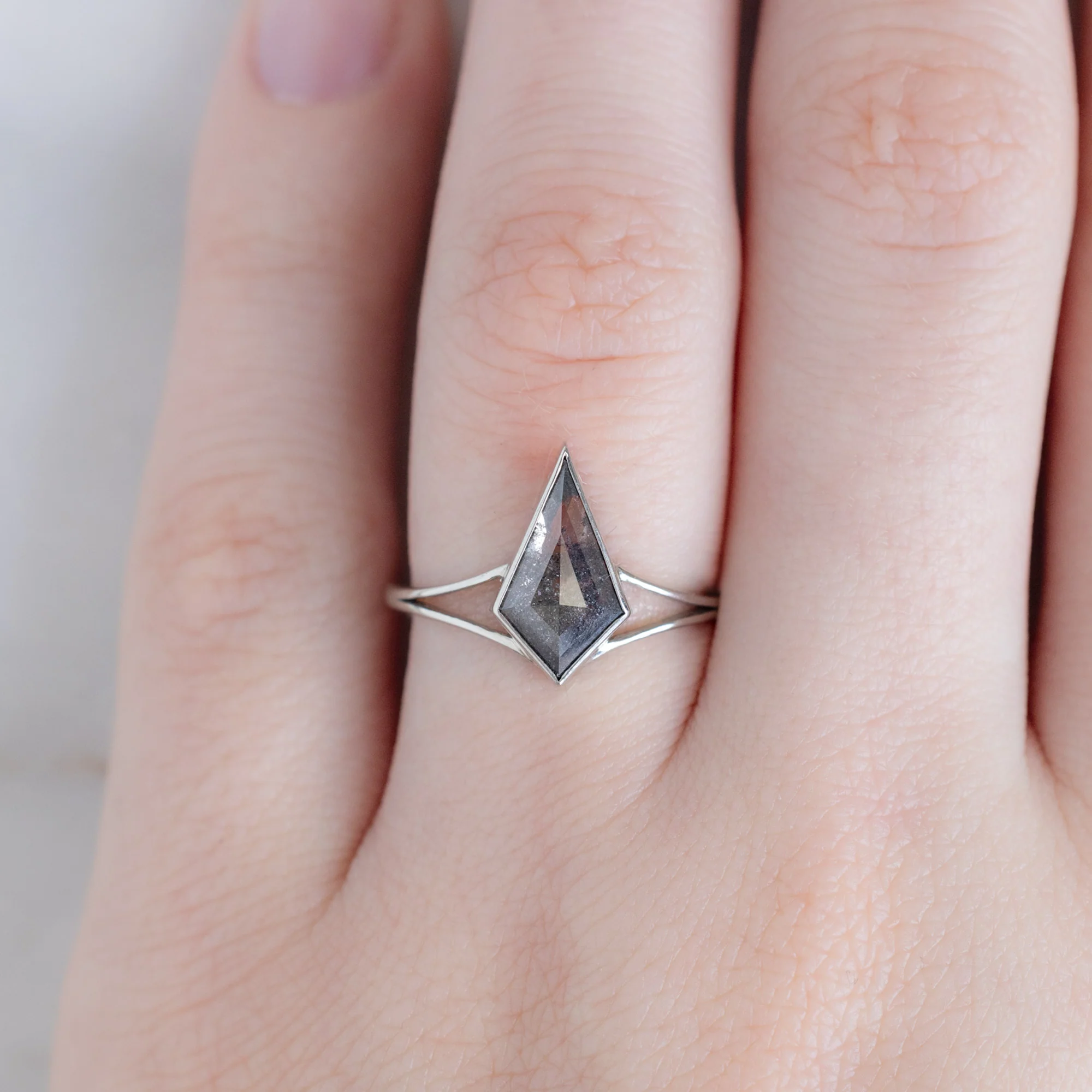 The Magnolia Ring | 1.66ct Lab Grown Kite Salt and Pepper Diamond - Image 4