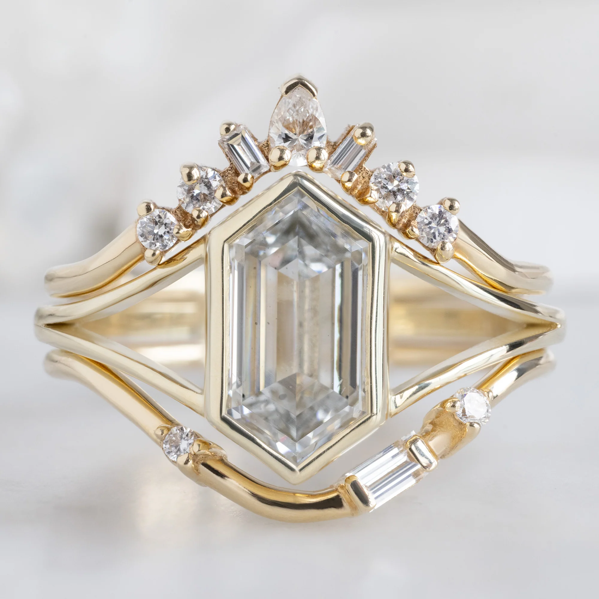 The Magnolia Ring | 1.71ct Lab Grown Hexagon White Diamond in 14K Yellow Gold - Image 3