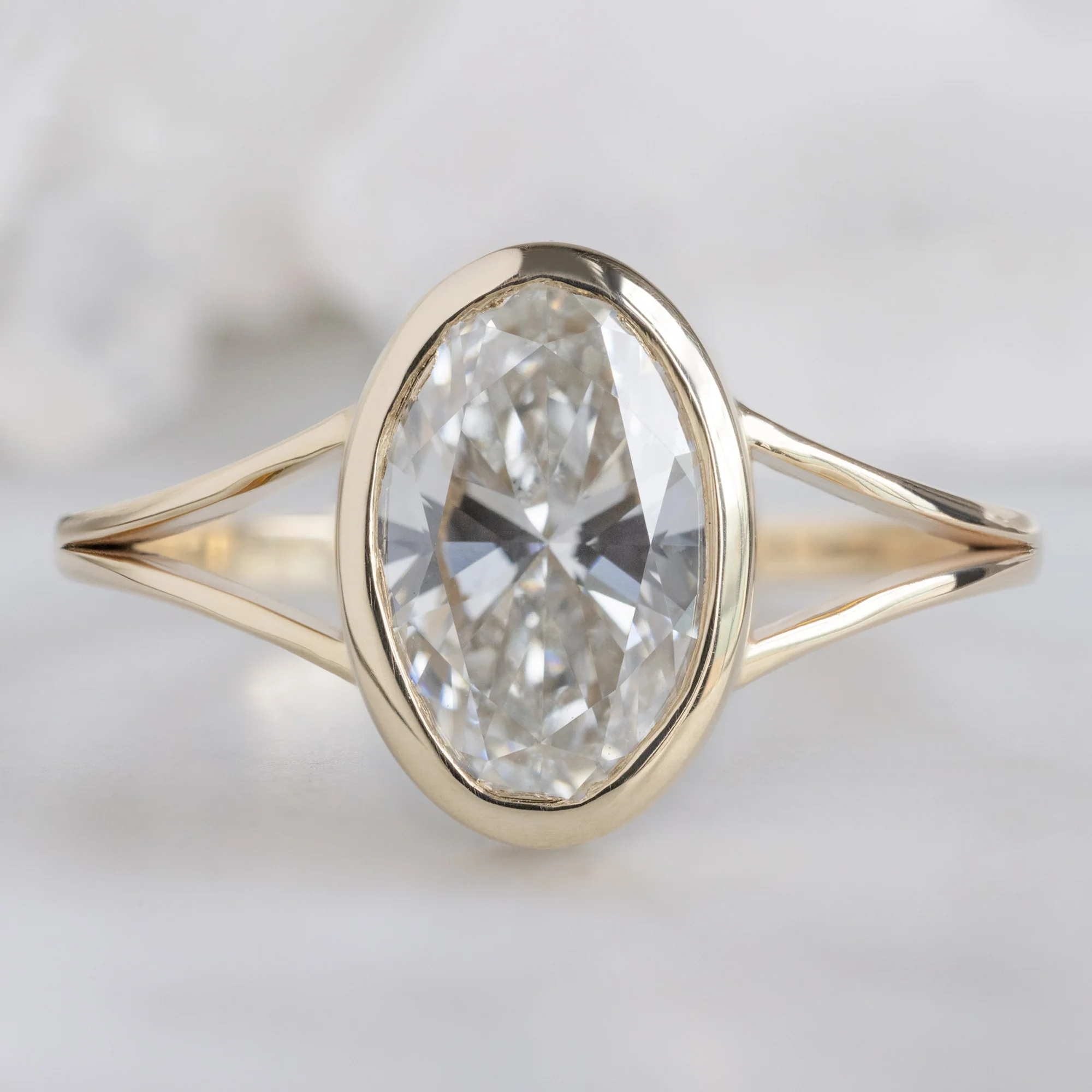 The Magnolia Ring | 1.93ct Lab Grown Oval White Diamond in 14K Yellow Gold