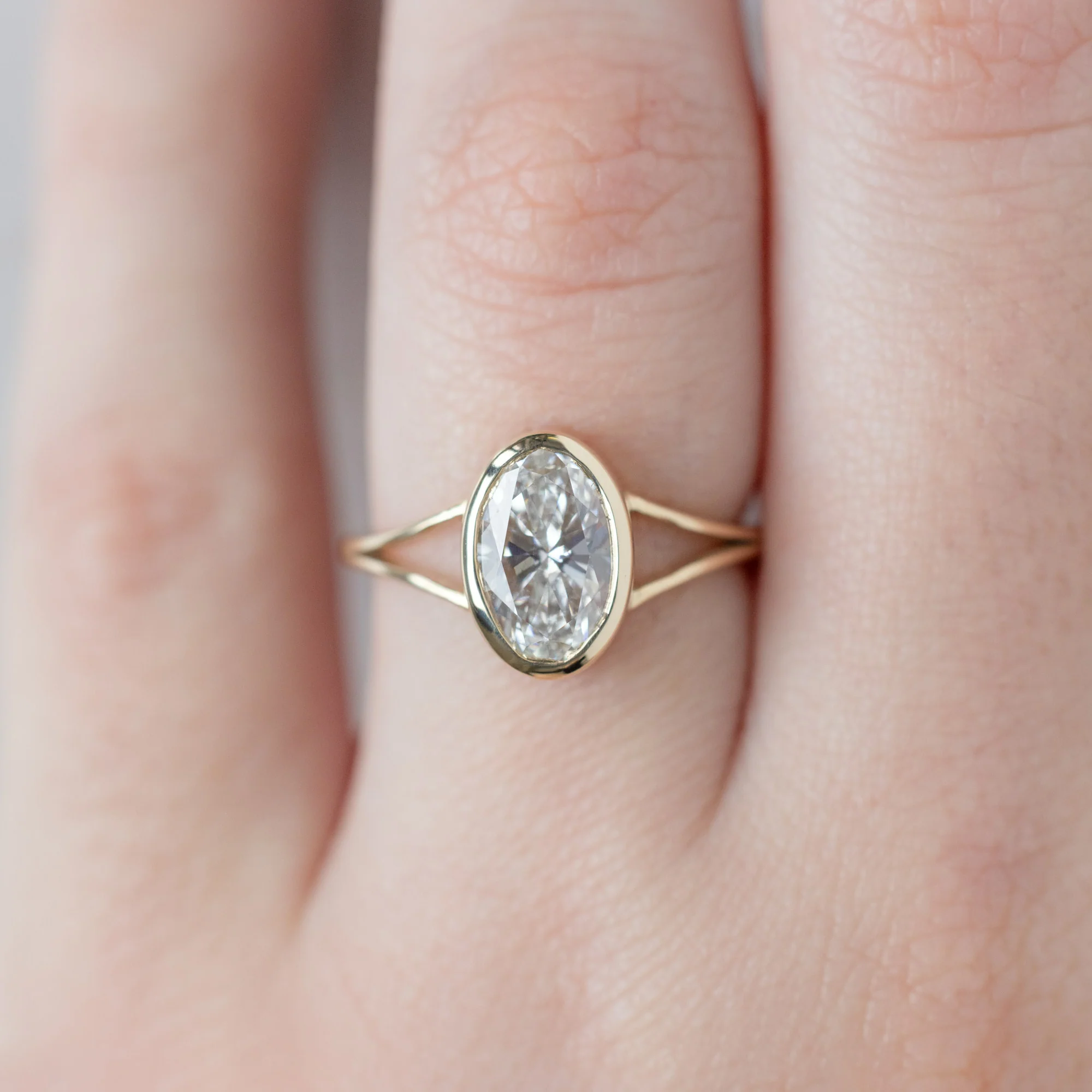 The Magnolia Ring | 1.93ct Lab Grown Oval White Diamond in 14K Yellow Gold - Image 4