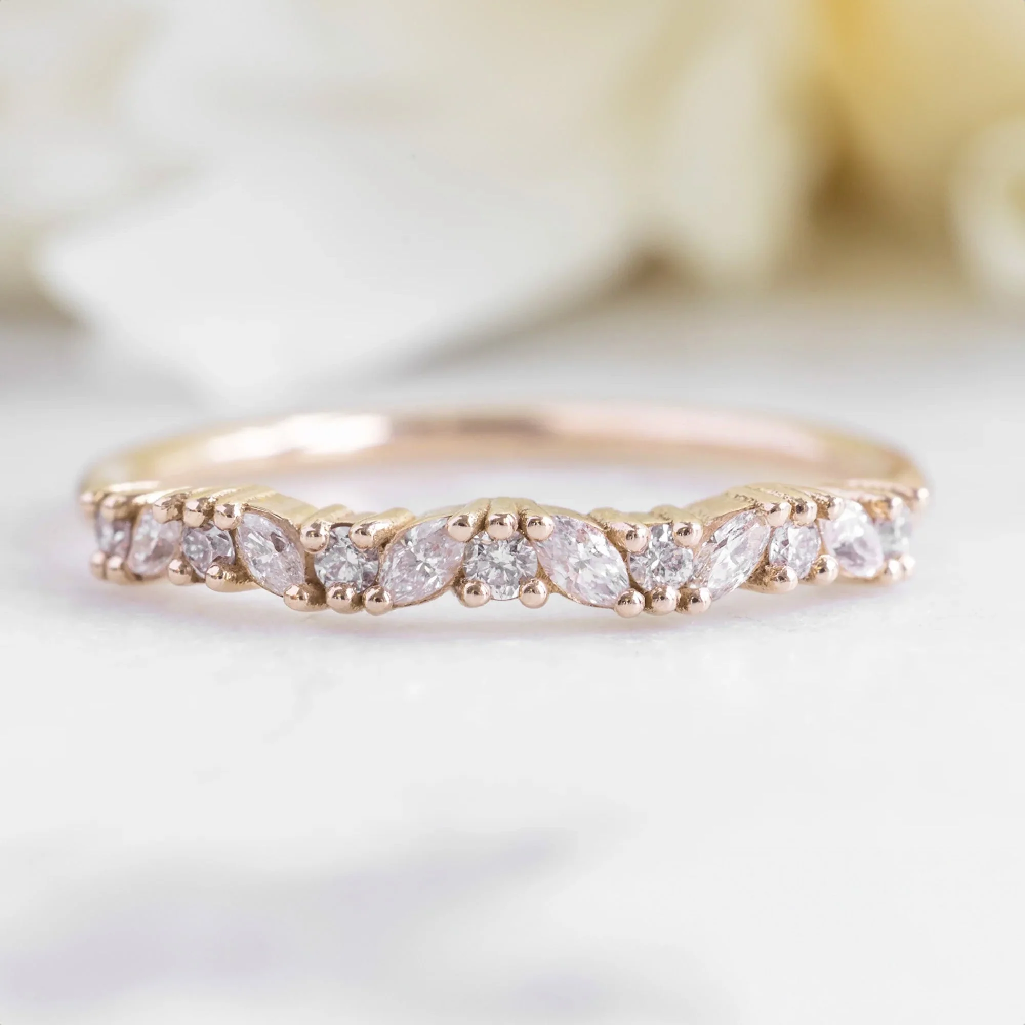 The Marquise Confetti Wedding Band | Yellow, Rose or White Gold - Image 4