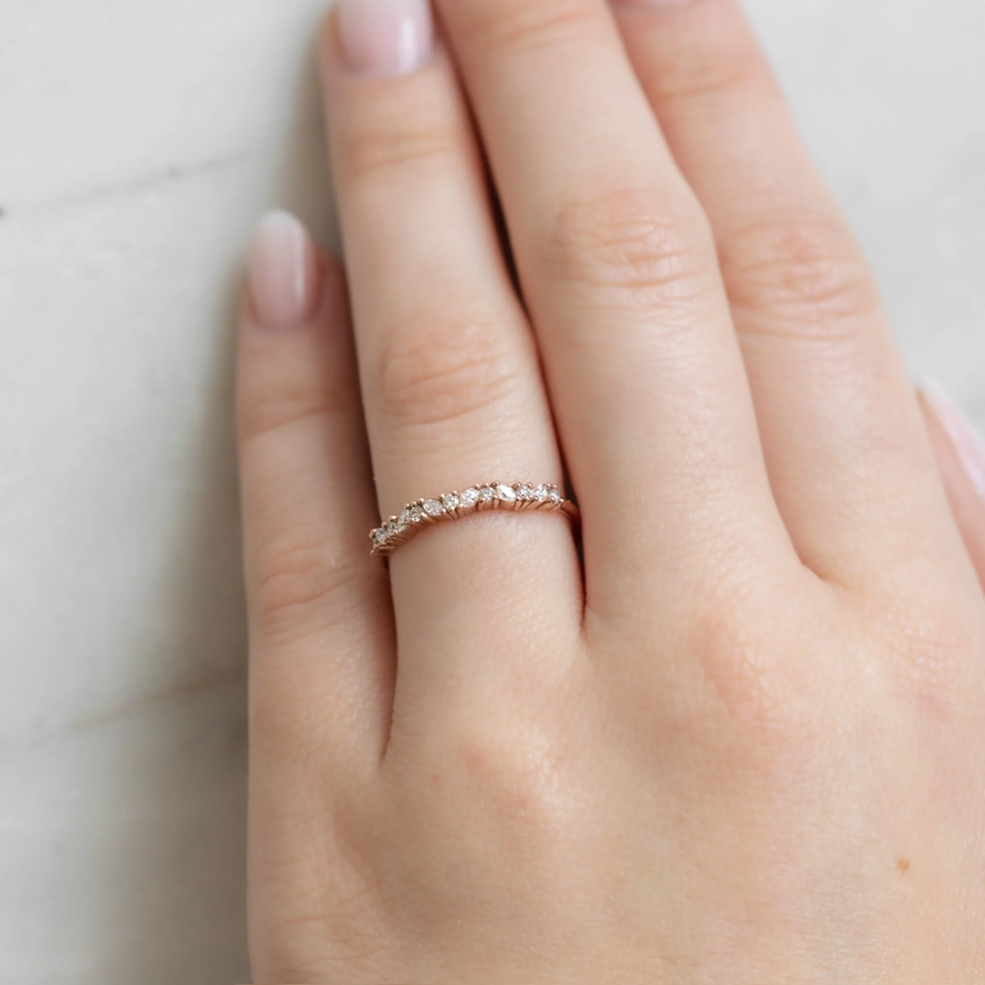 The Marquise Confetti Wedding Band | Yellow, Rose or White Gold - Image 9