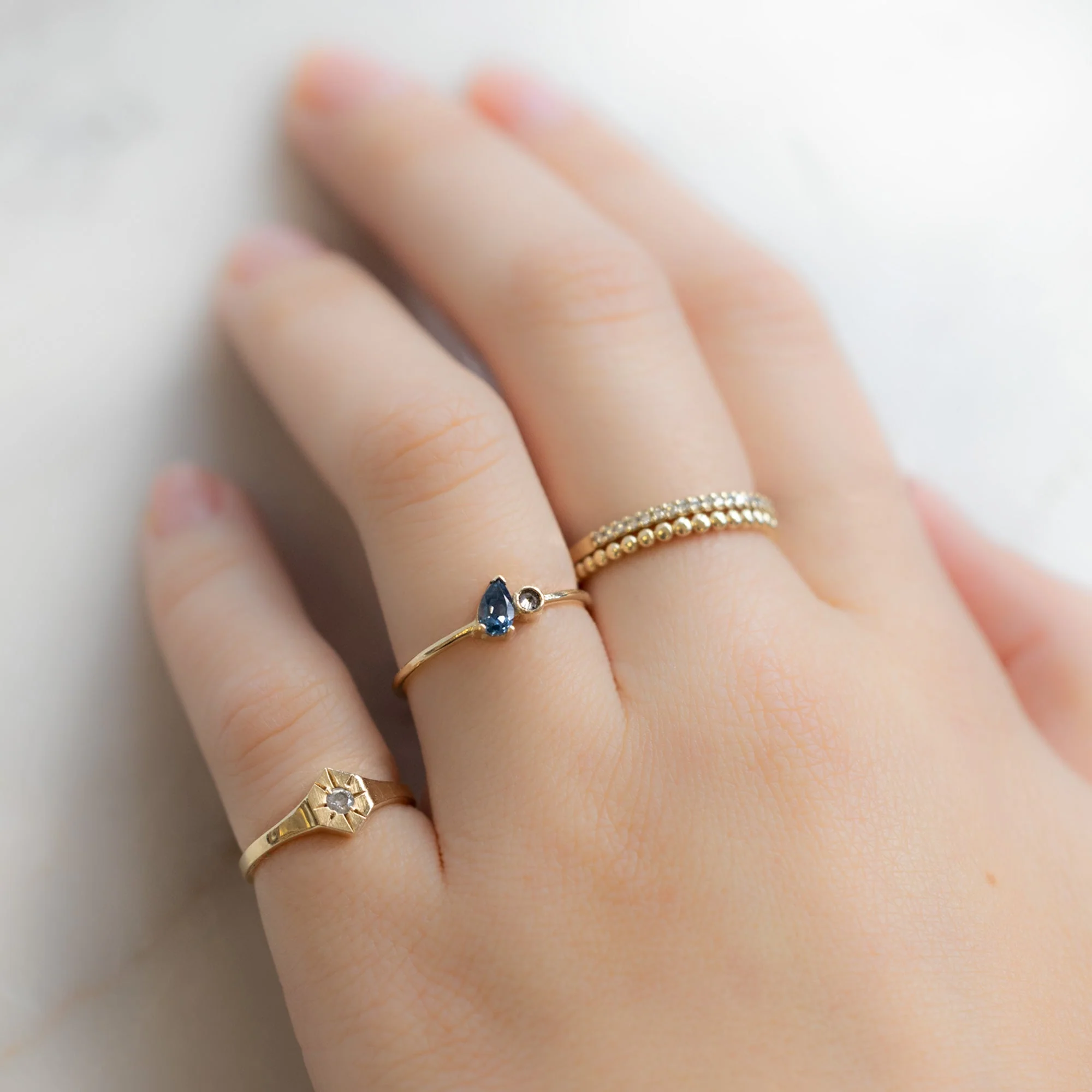 The Montana Sapphire + Diamond Ring | Yellow, Rose or White Gold - Image 3