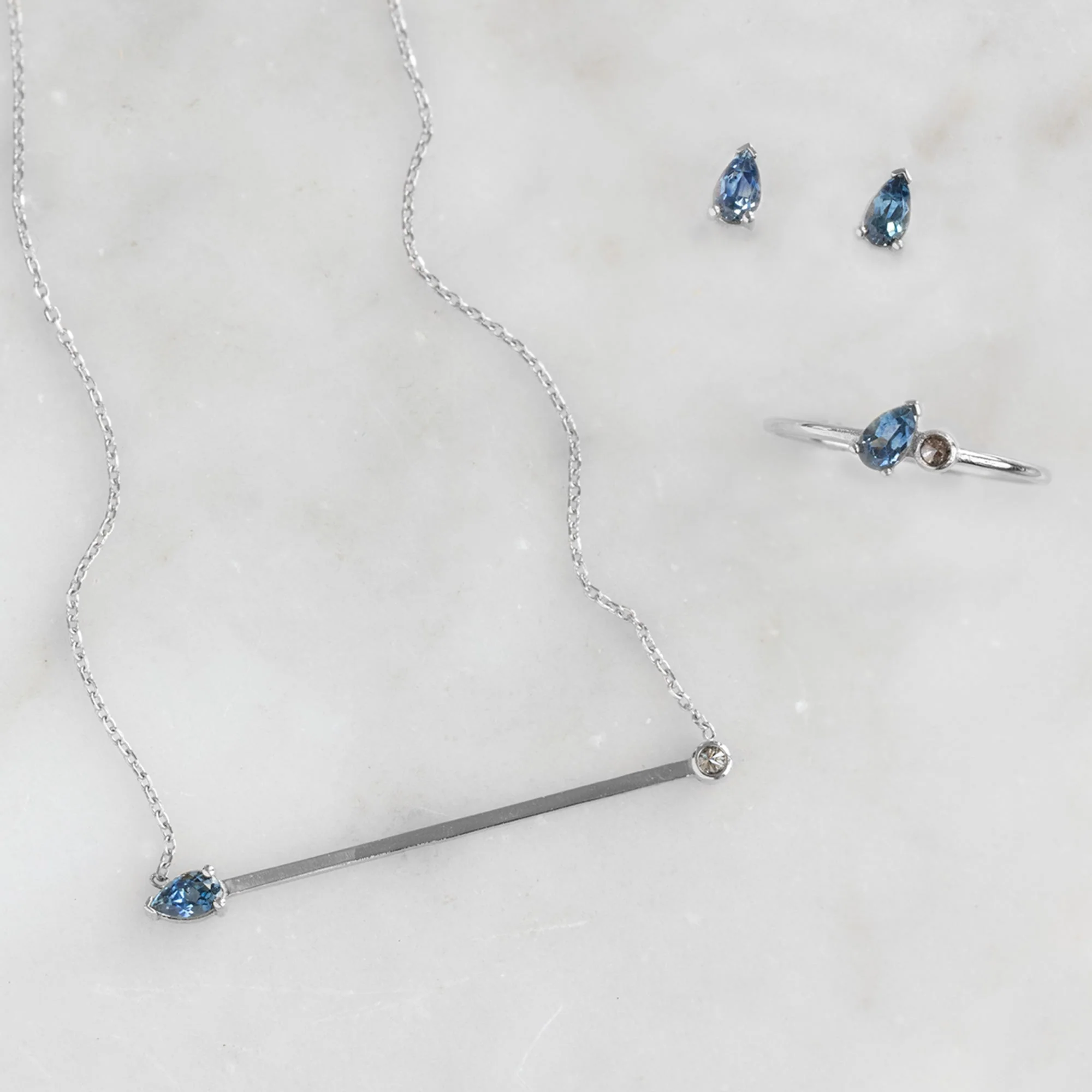The Montana Sapphire Horizon Necklace | Yellow, Rose or White Gold - Image 12