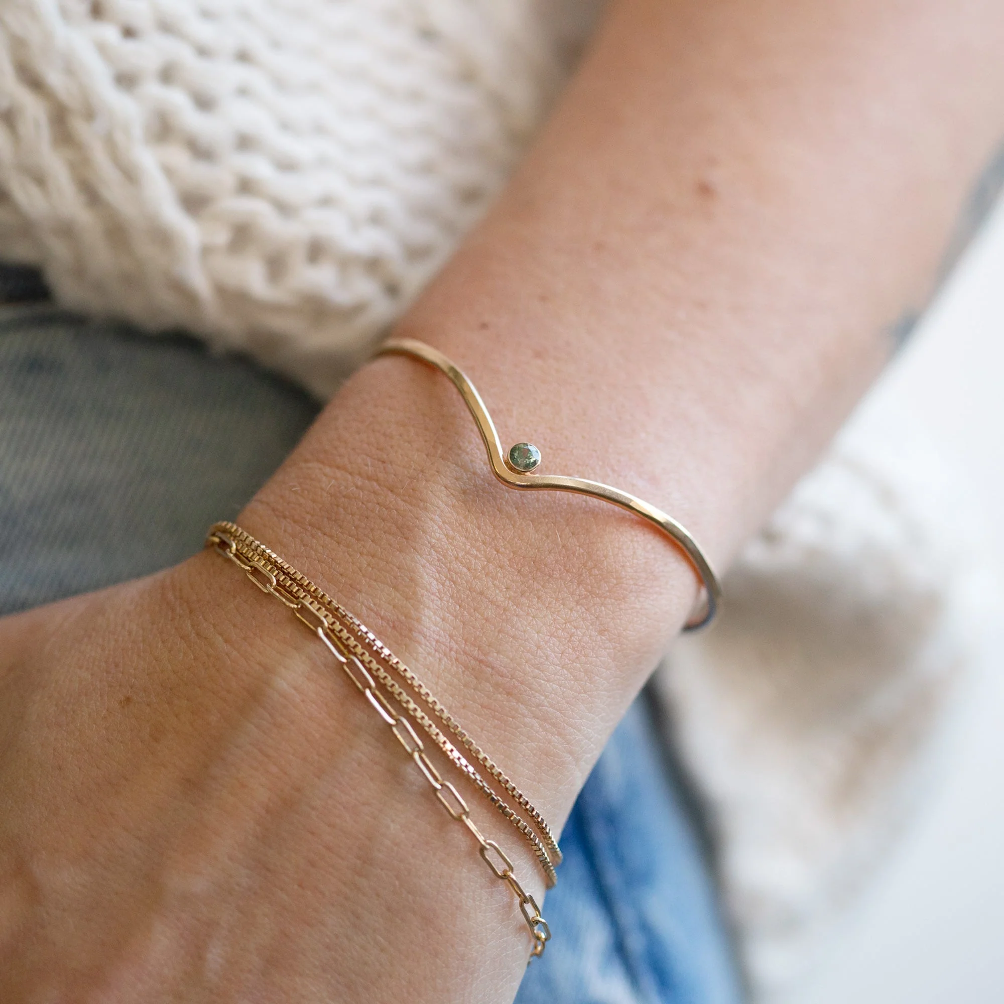 The Montana Sapphire Peak Cuff Bracelet | Yellow Gold or Sterling Silver - Image 3