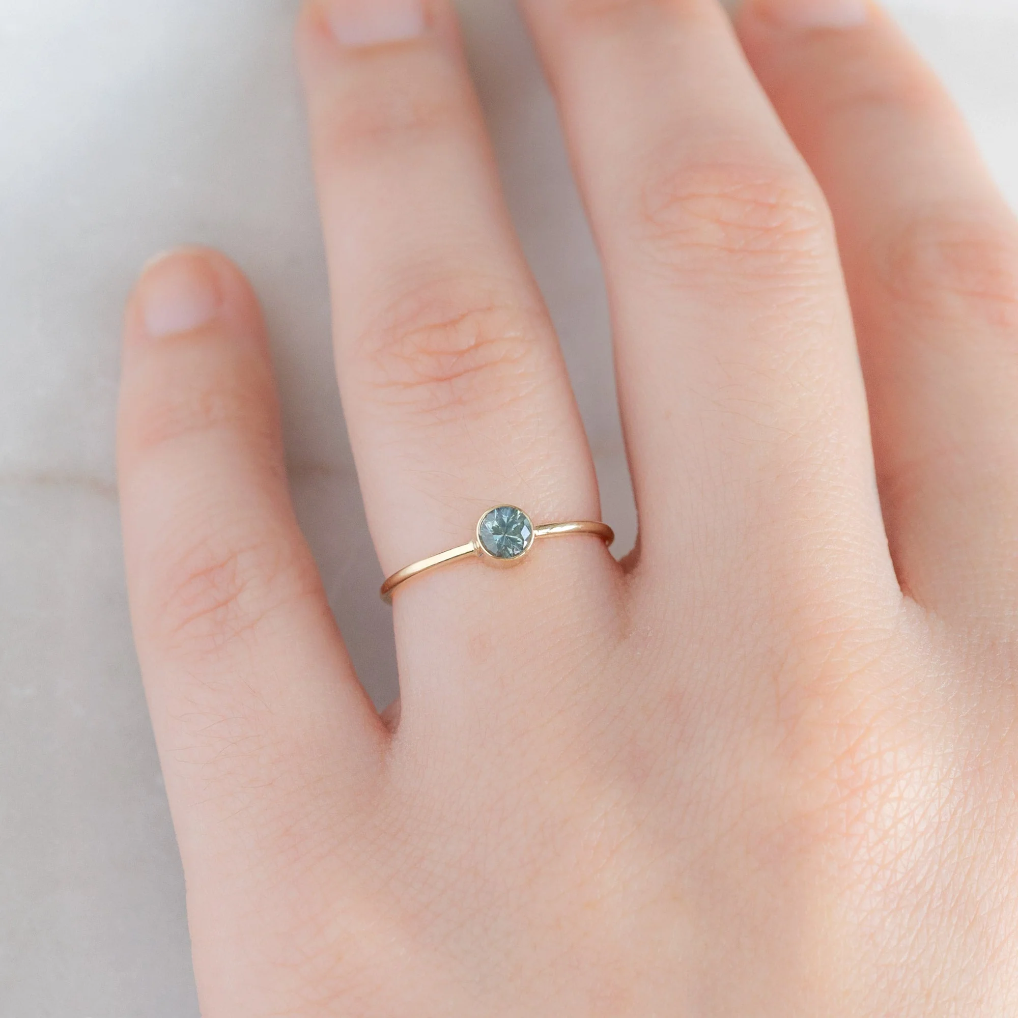 Montana Sapphire Stacking Ring | Yellow, Rose or White Gold - Image 2