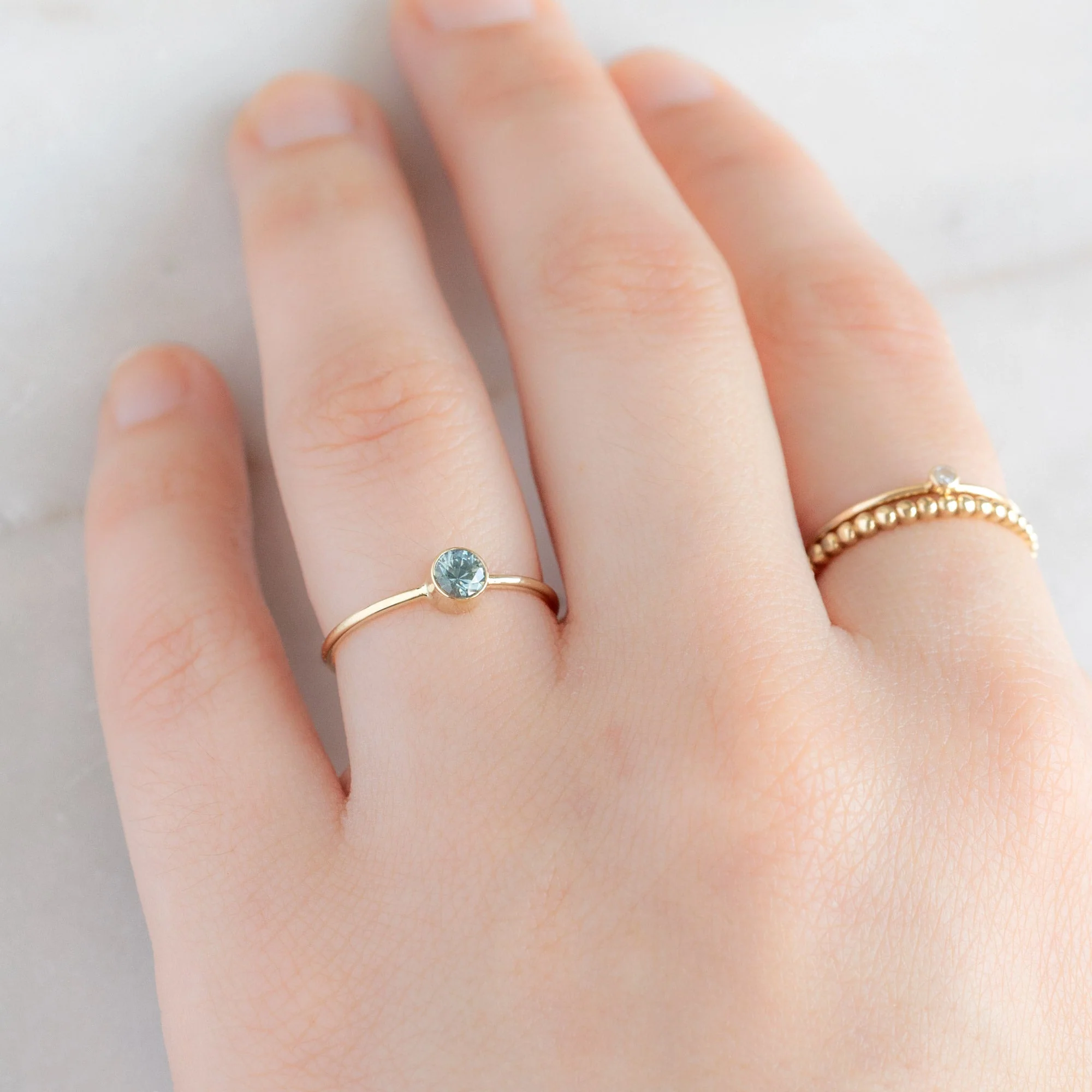 Montana Sapphire Stacking Ring | Yellow, Rose or White Gold - Image 3