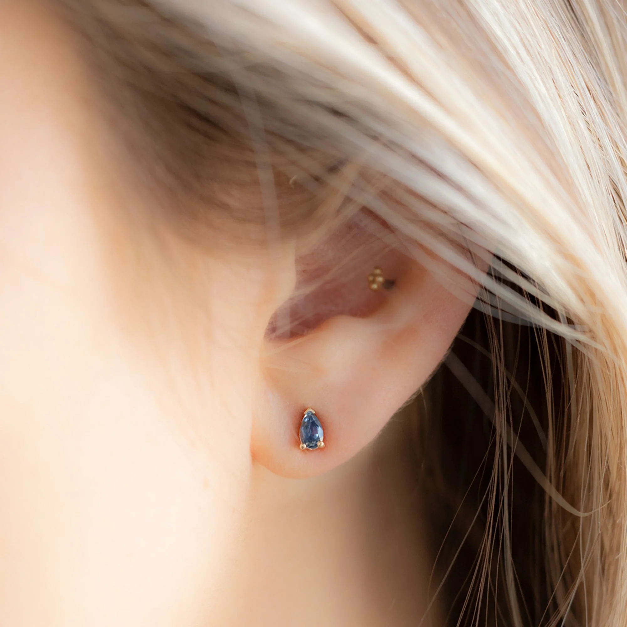 The Montana Sapphire Stud Earrings | Yellow, Rose or White Gold - Image 2