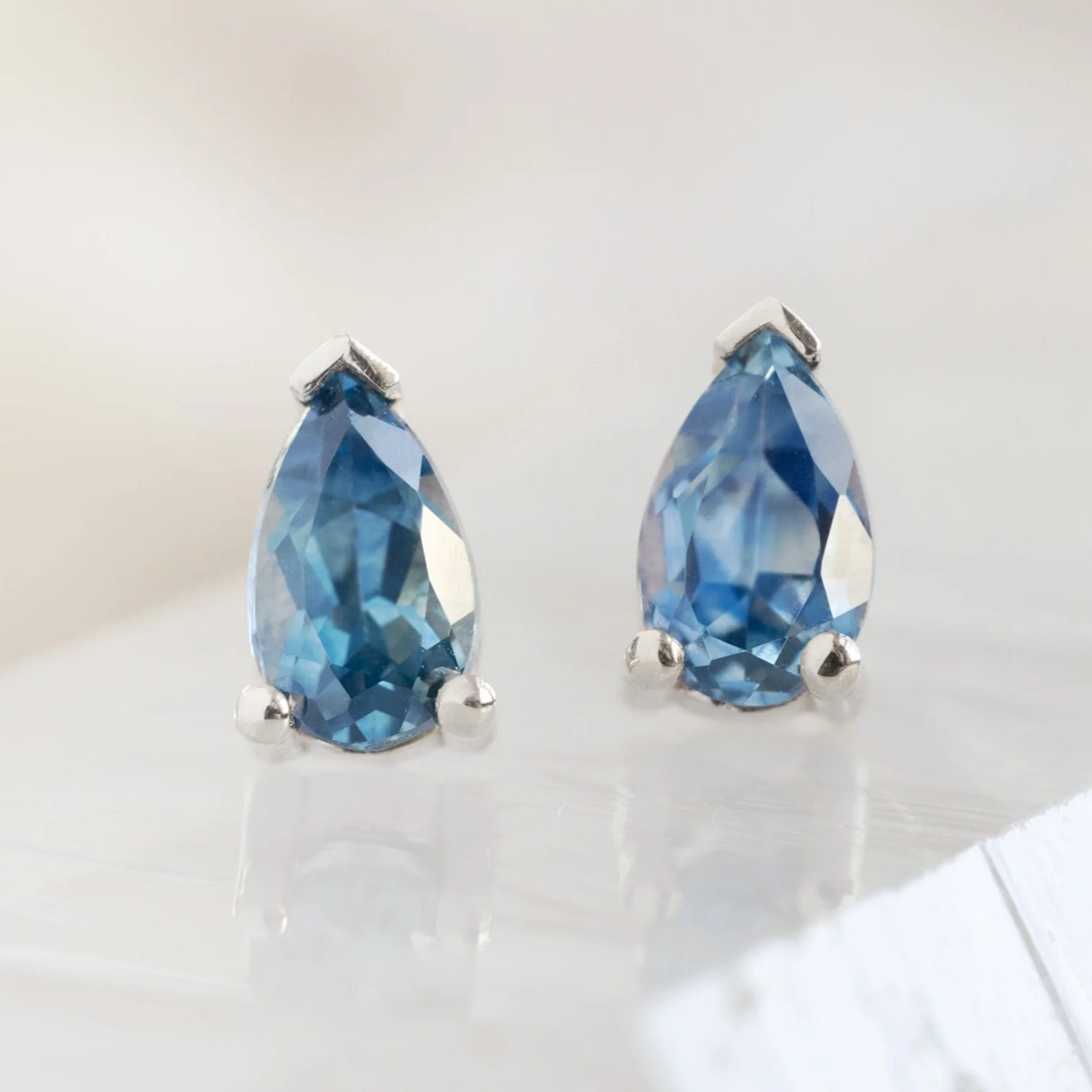 The Montana Sapphire Stud Earrings | Yellow, Rose or White Gold - Image 4