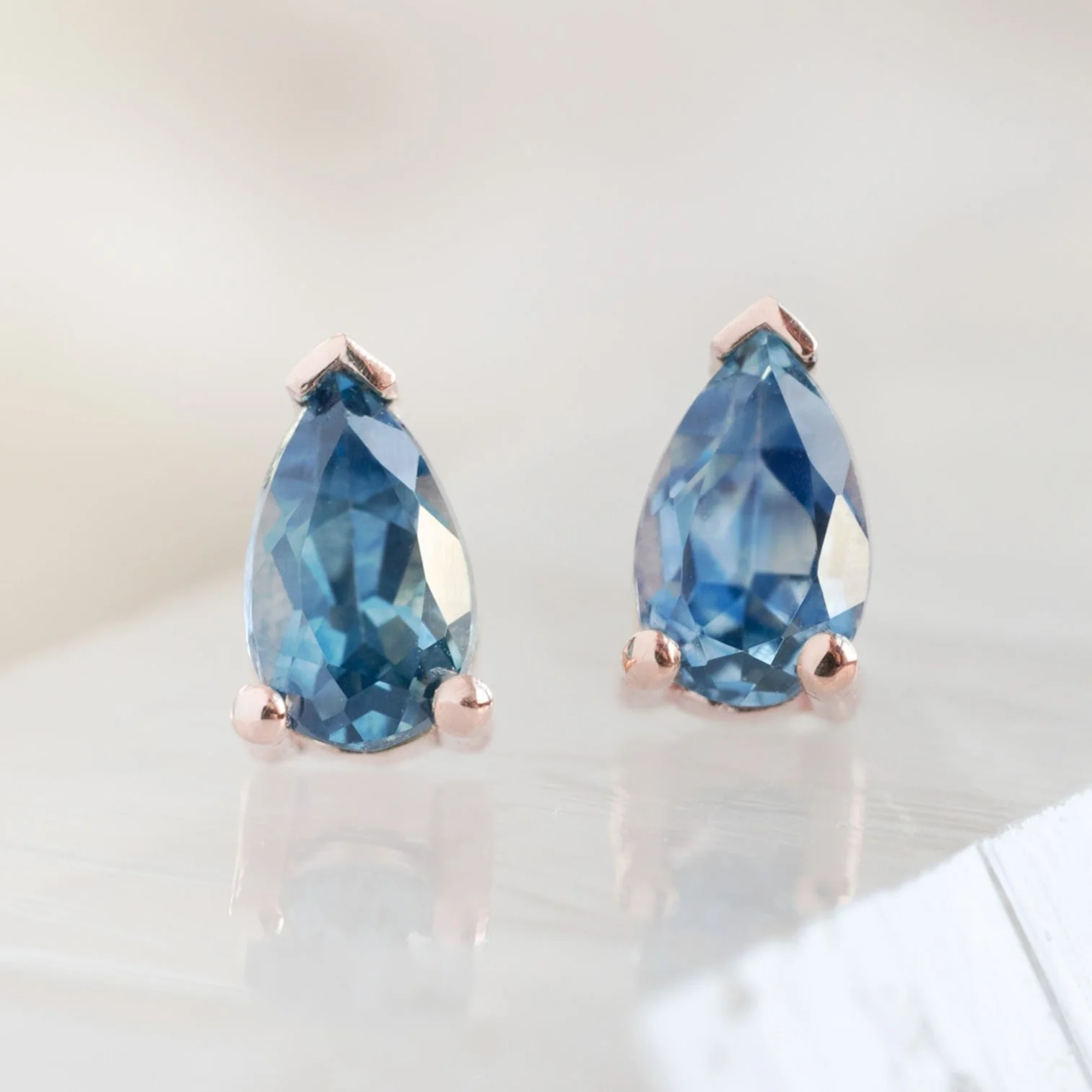 The Montana Sapphire Stud Earrings | Yellow, Rose or White Gold - Image 7
