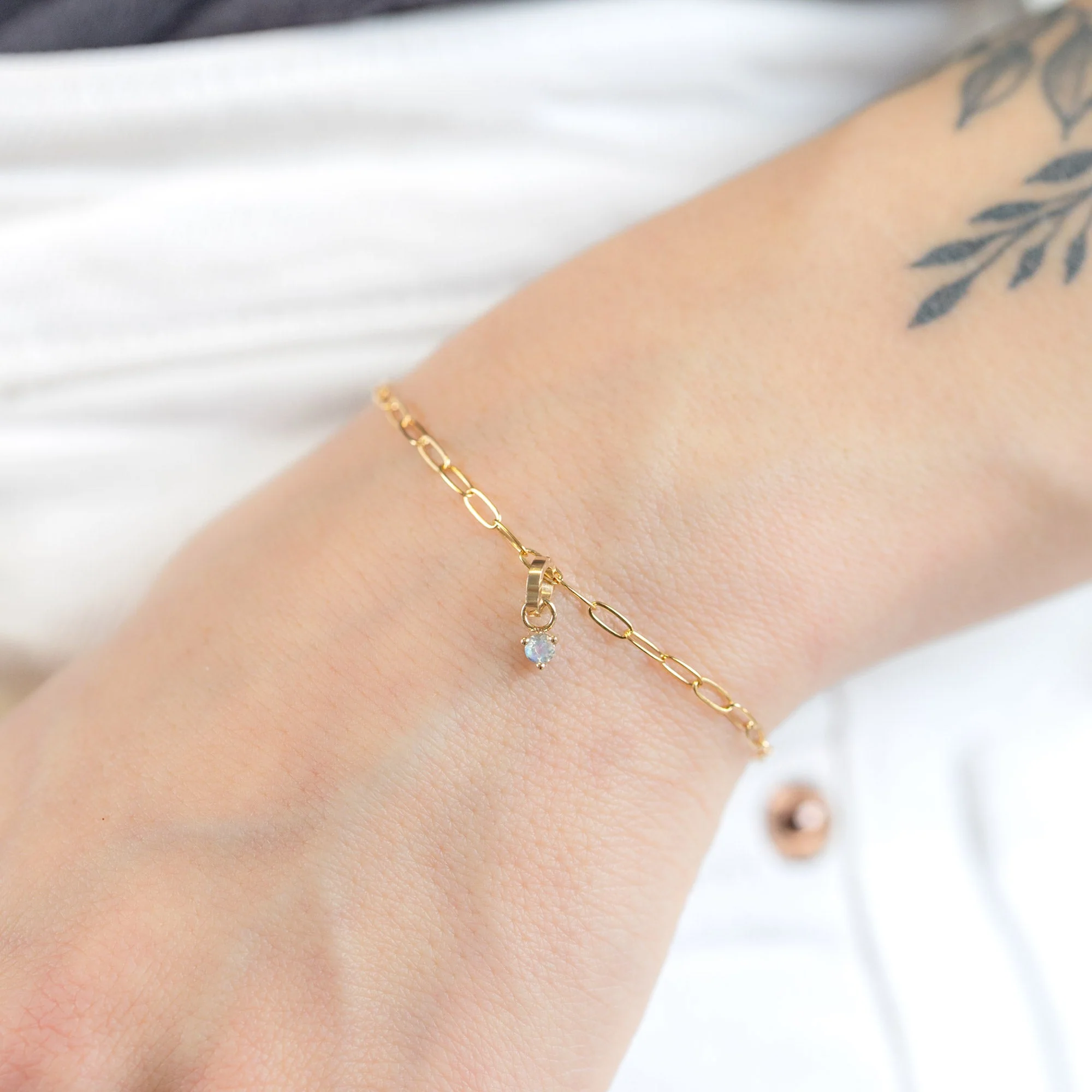 The Moonstone Birthstone Charm | Yellow Gold - Image 4