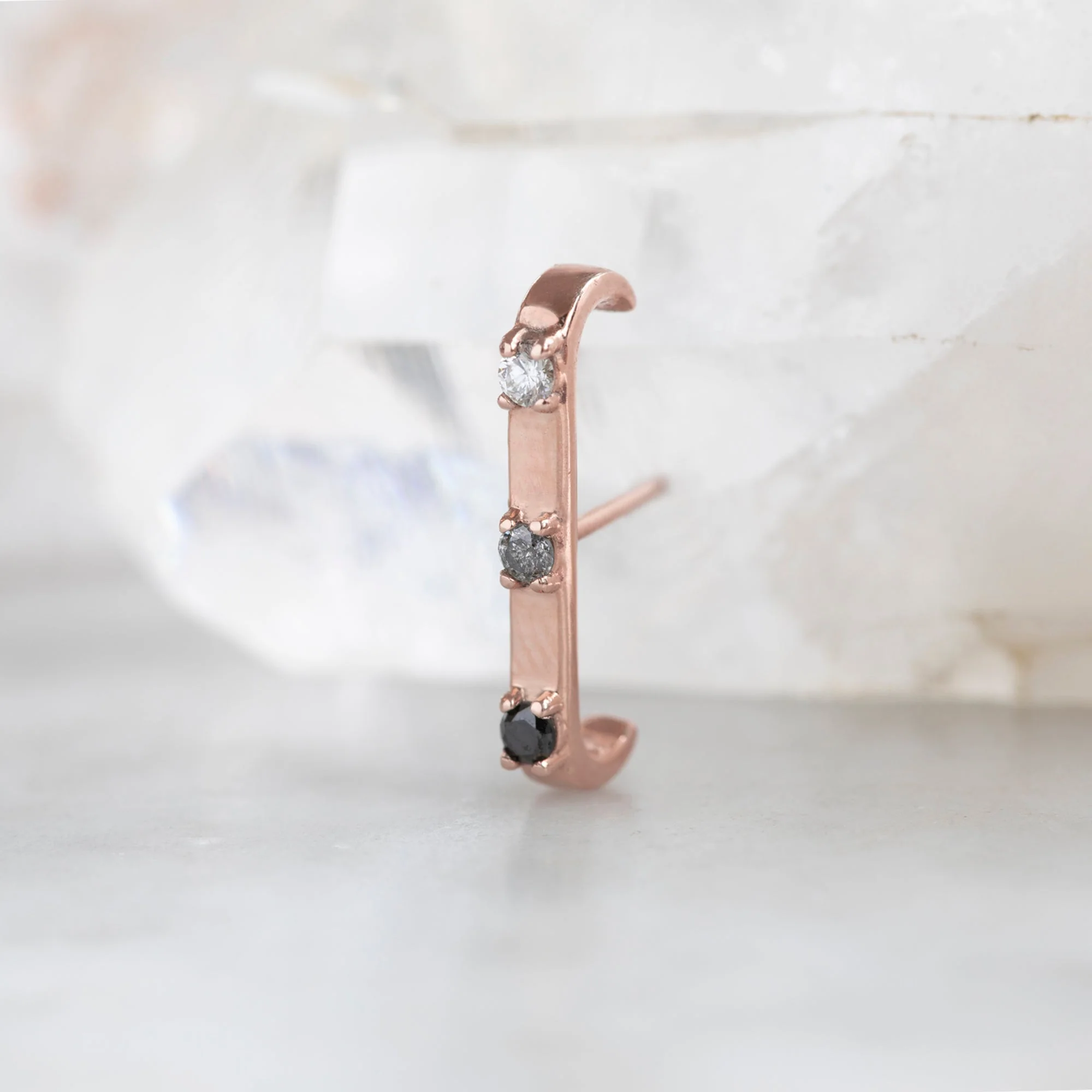 The Ombré Diamond Ear Huggie | Rose Gold