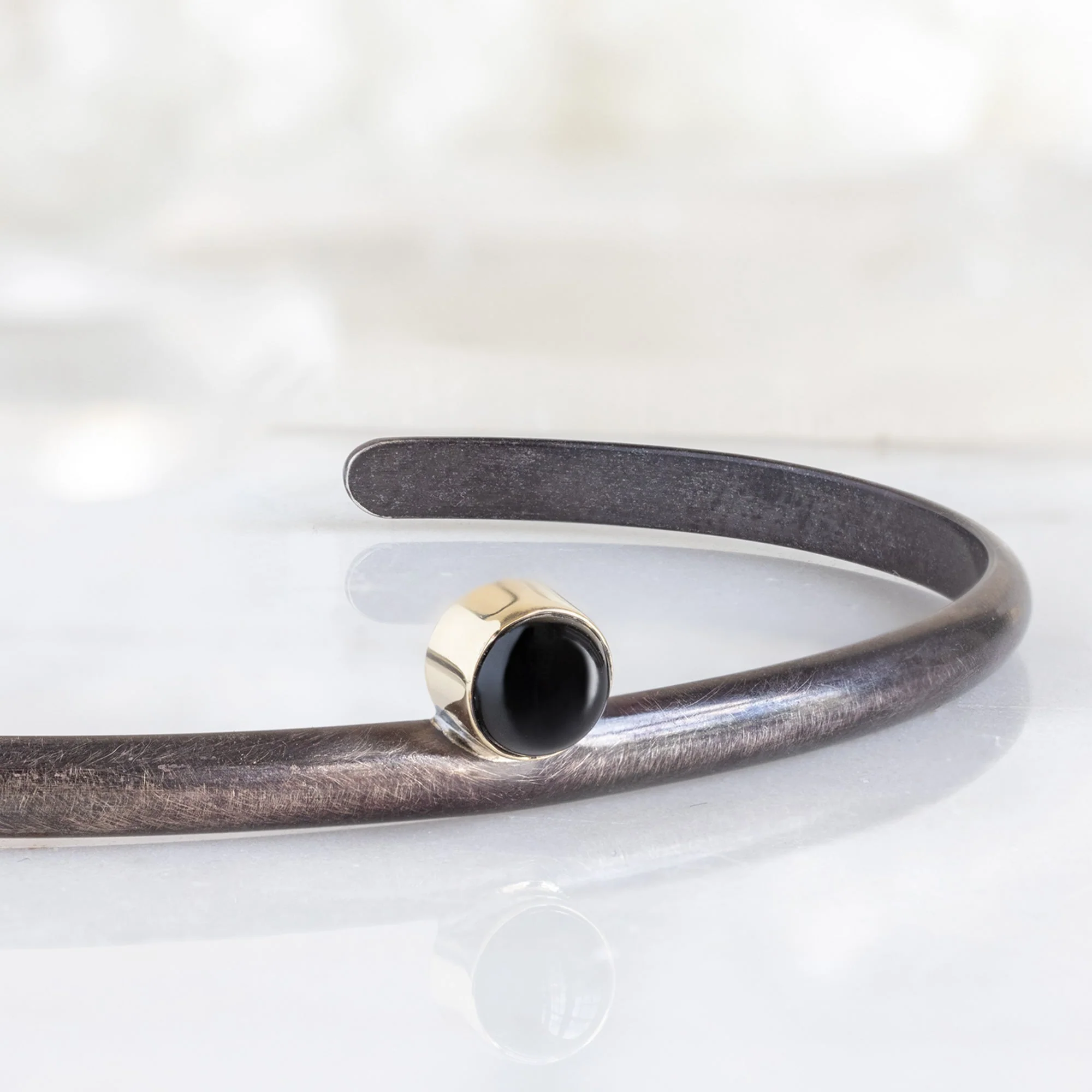 The Onyx Cuff Bracelet | Oxidized Sterling Silver - Image 3