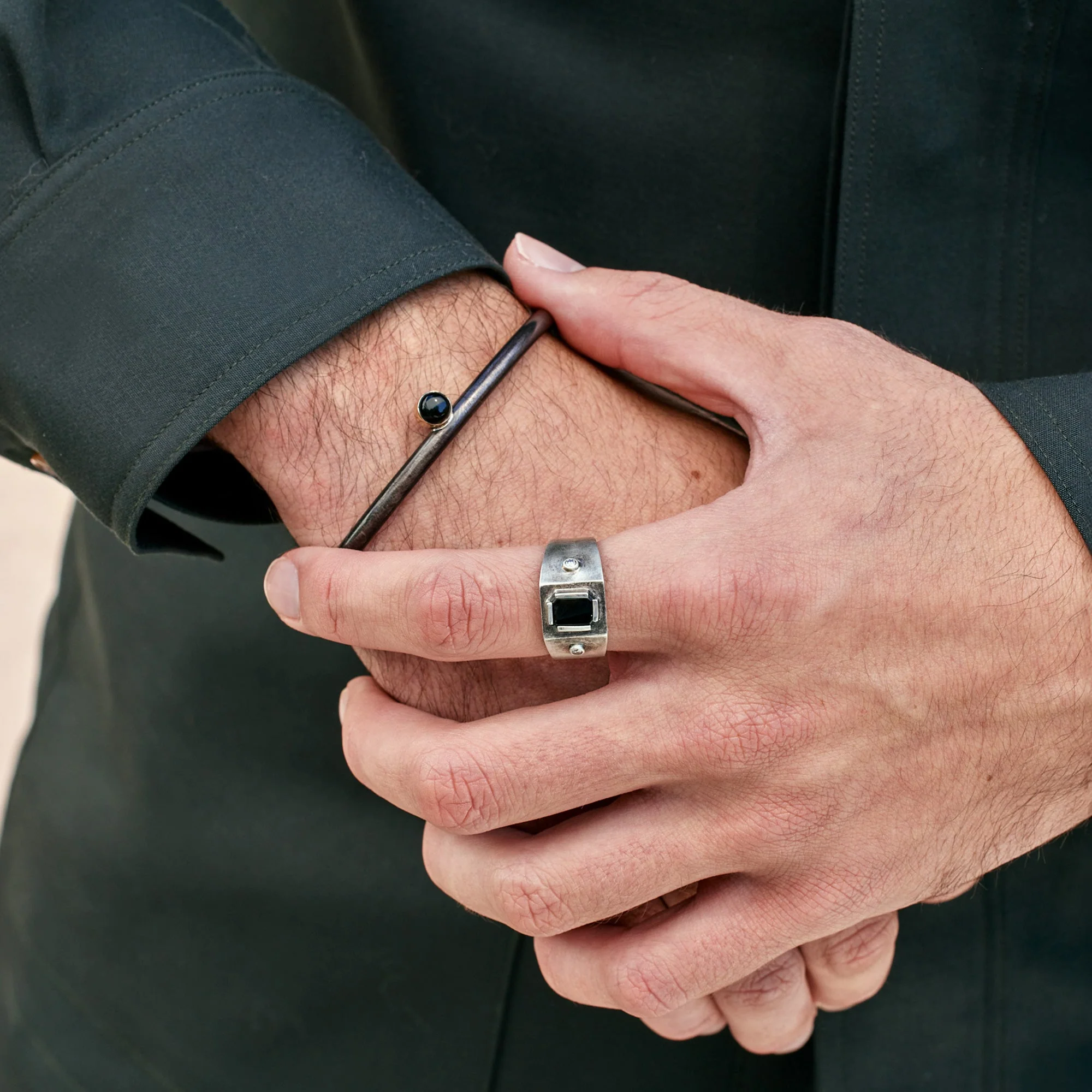 The Onyx Cuff Bracelet | Oxidized Sterling Silver - Image 4