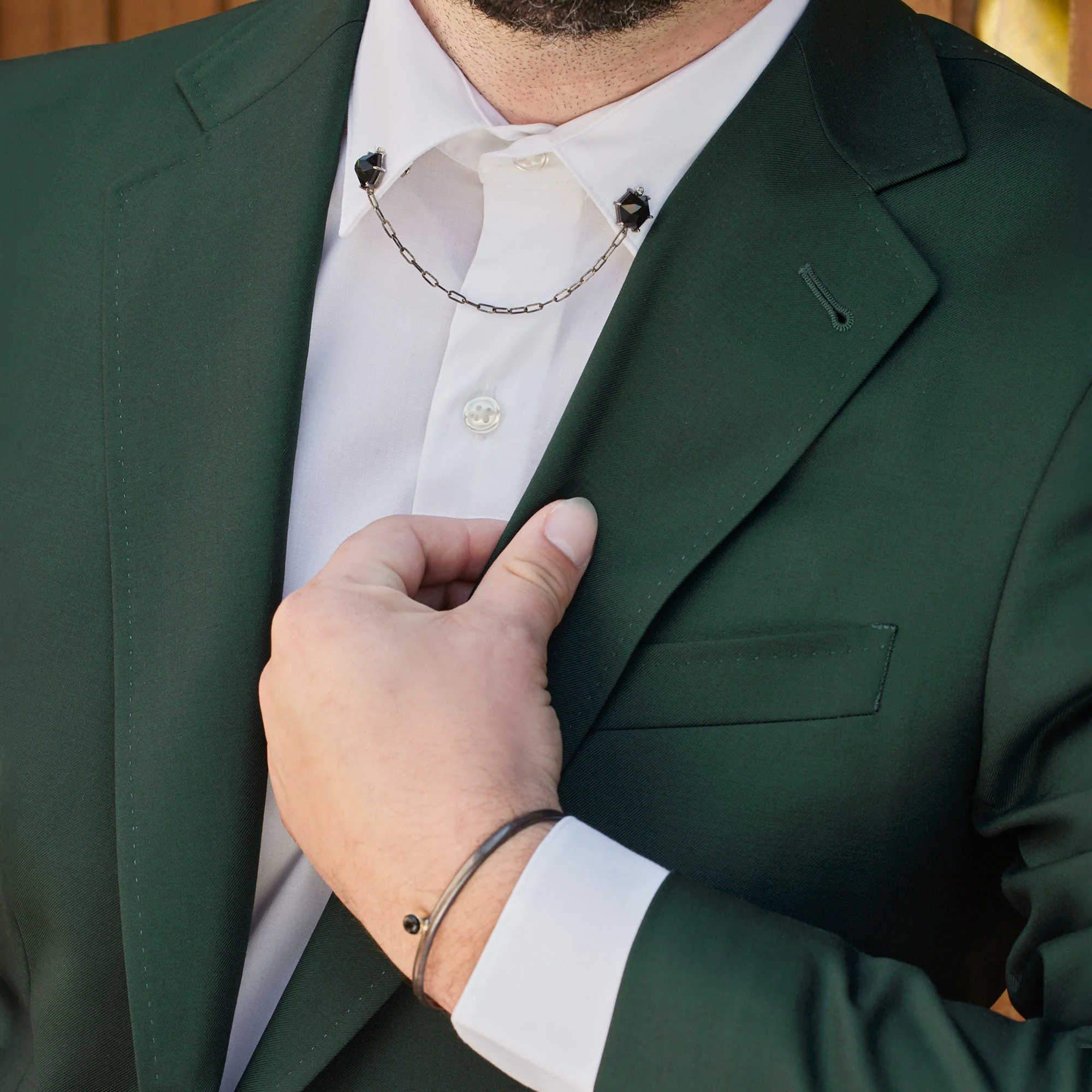 The Onyx & Diamond Collar Pin | Oxidized Sterling Silver - Image 4