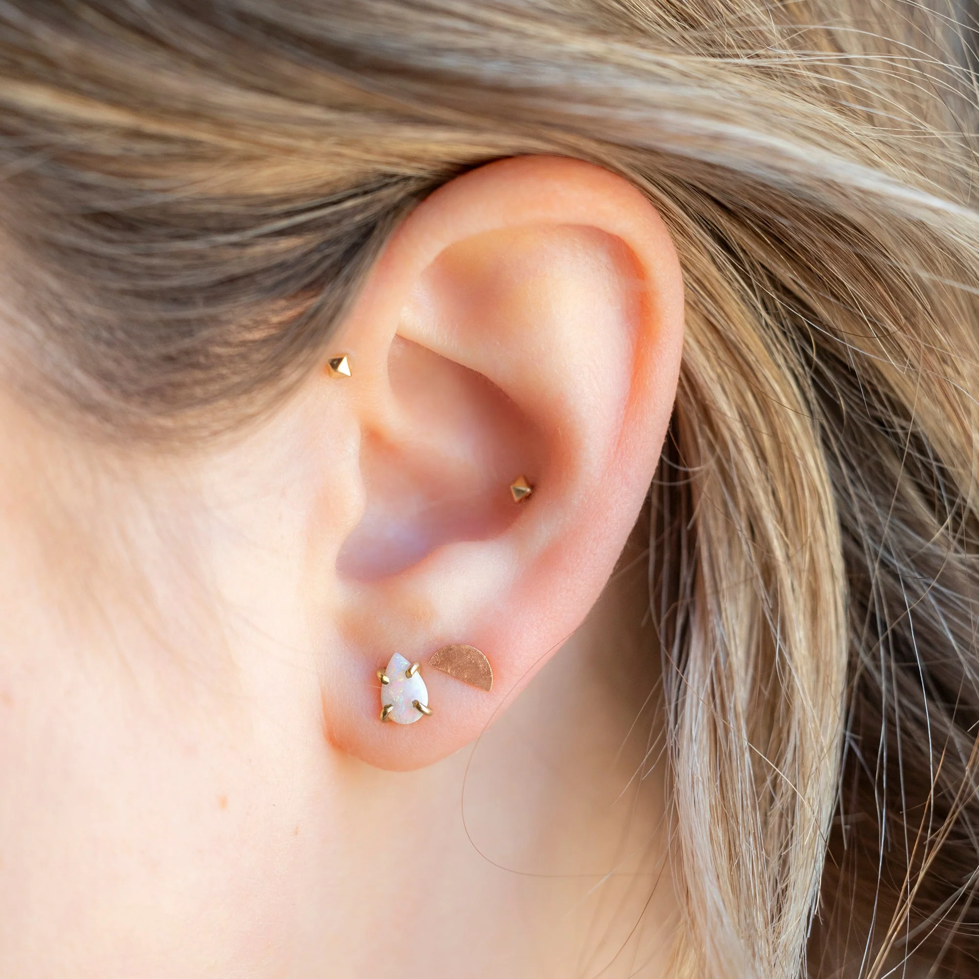 The Opal Teardrop Stud Earrings | Yellow or Rose Gold - Image 3