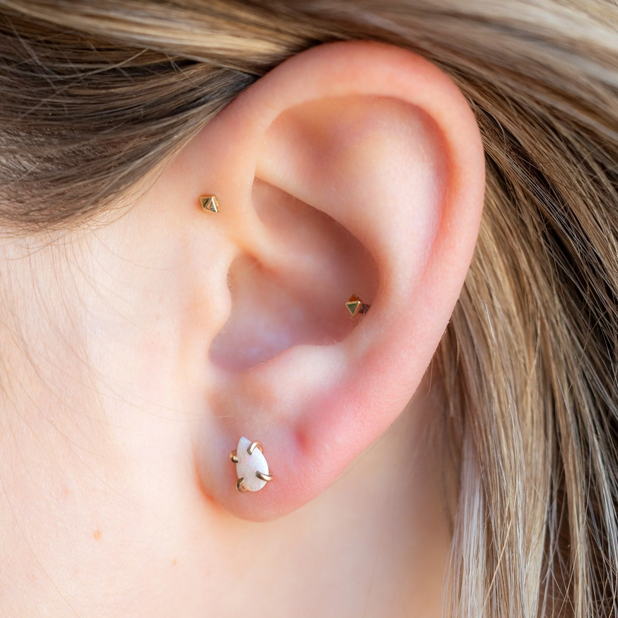 The Opal Teardrop Stud Earrings | Yellow or Rose Gold - Image 5