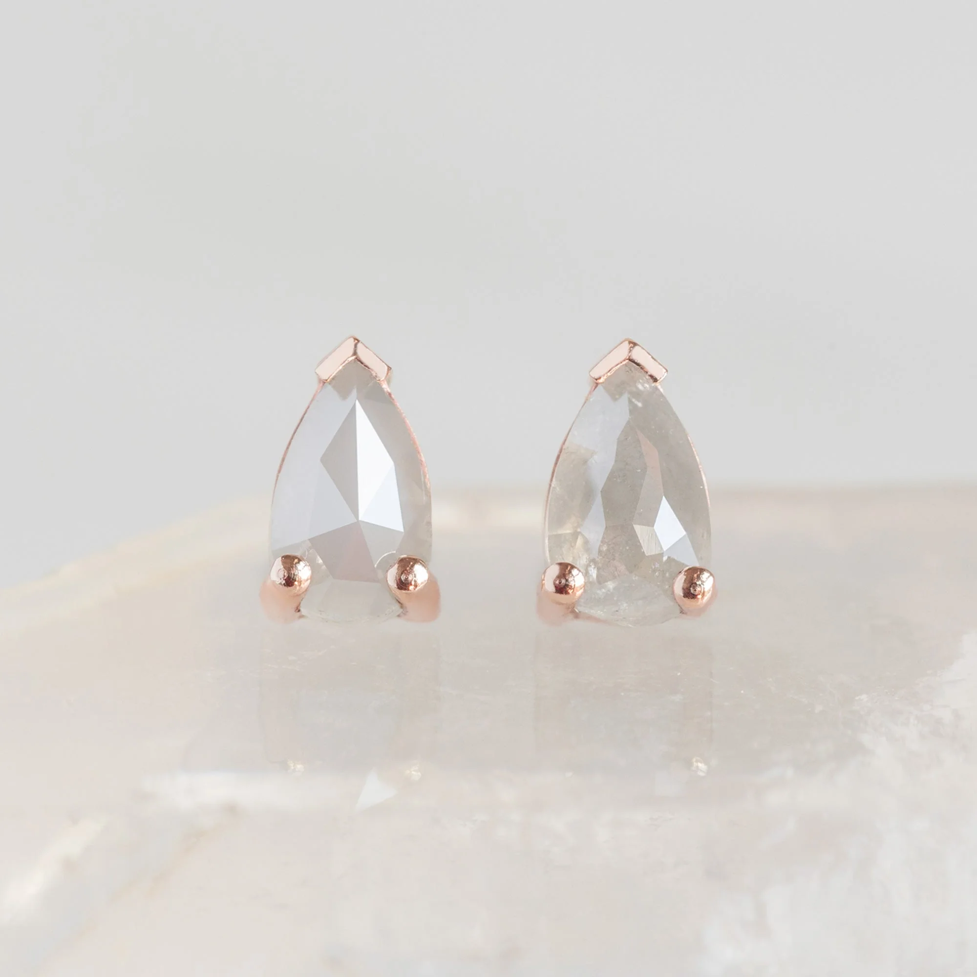 The Opalescent Icy White Diamond Stud Earrings | Yellow, Rose or White Gold - Image 4