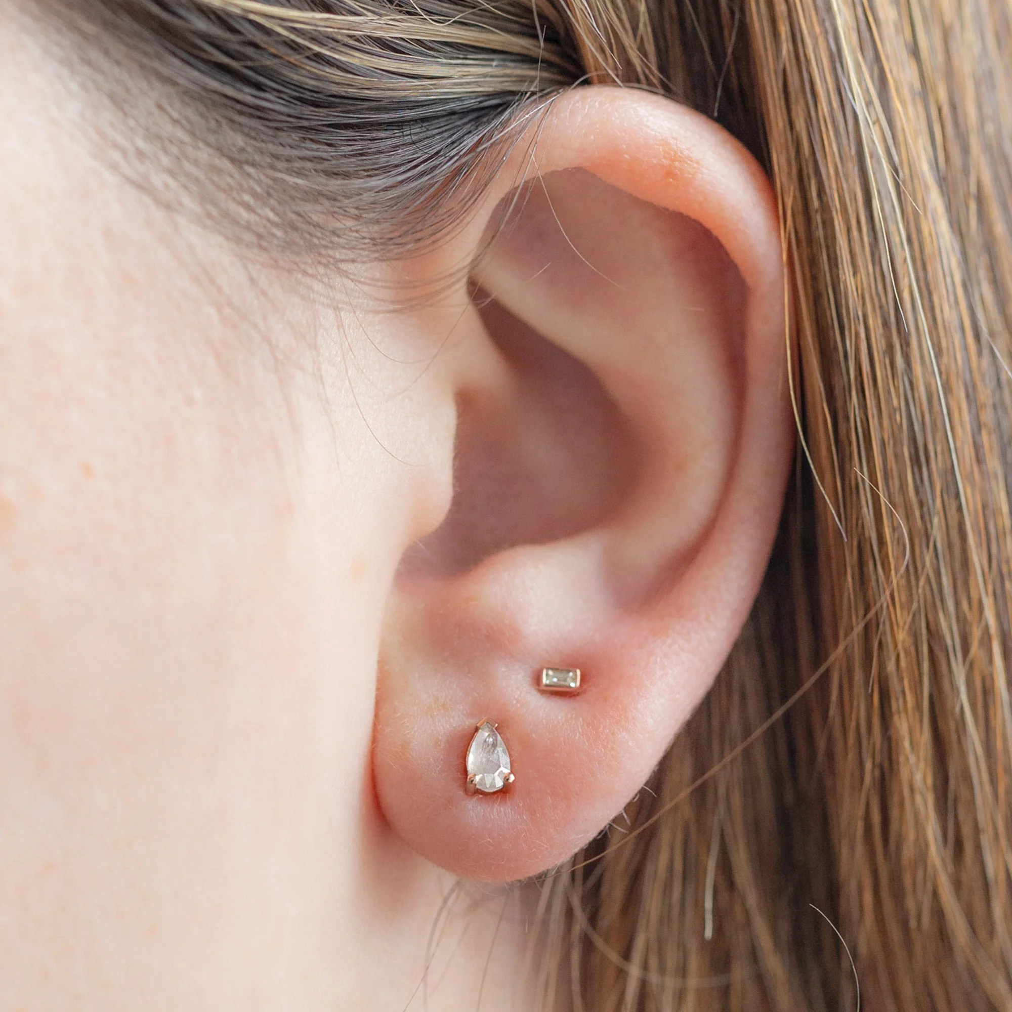 The Opalescent Icy White Diamond Stud Earrings | Yellow, Rose or White Gold - Image 6