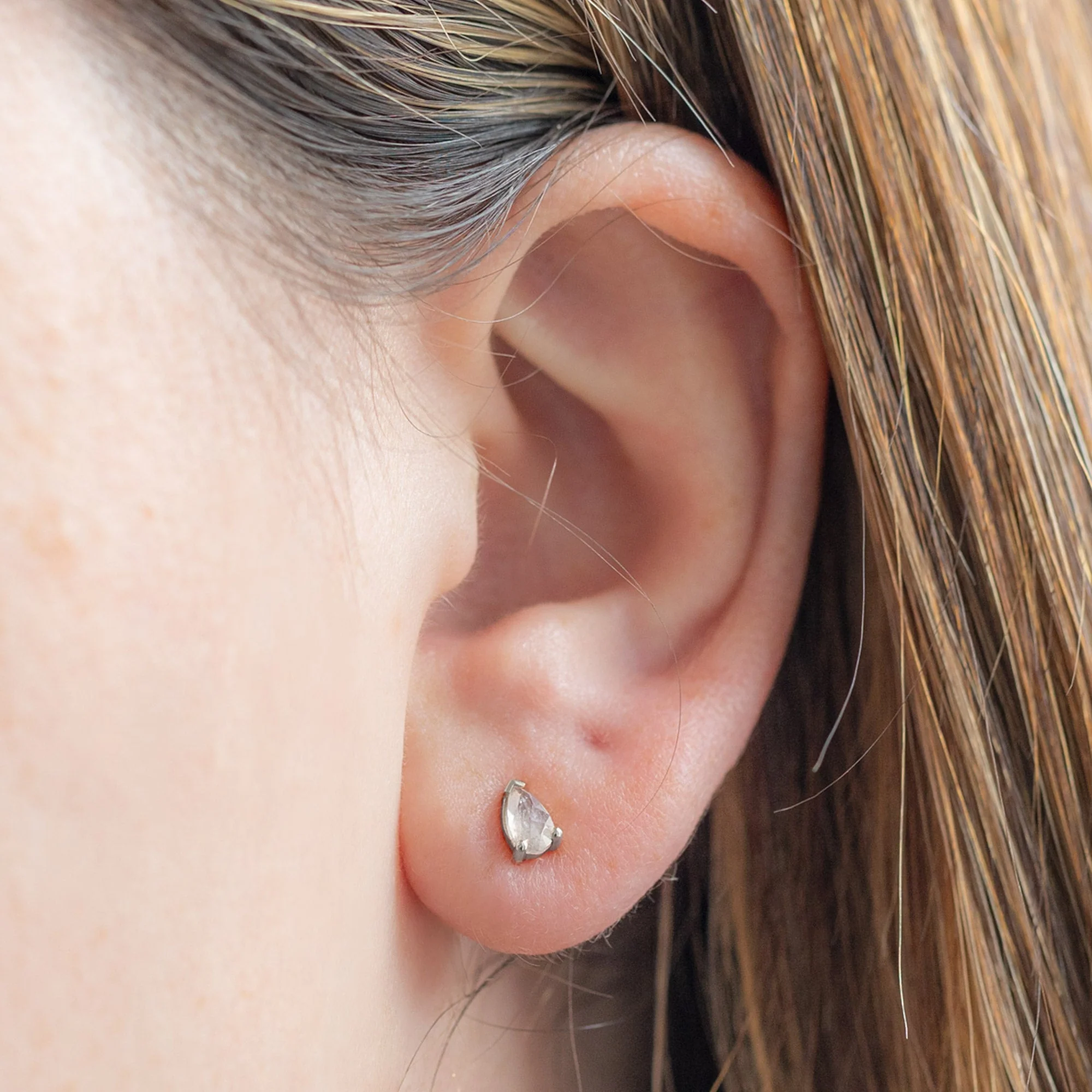 The Opalescent Icy White Diamond Stud Earrings | Yellow, Rose or White Gold - Image 8