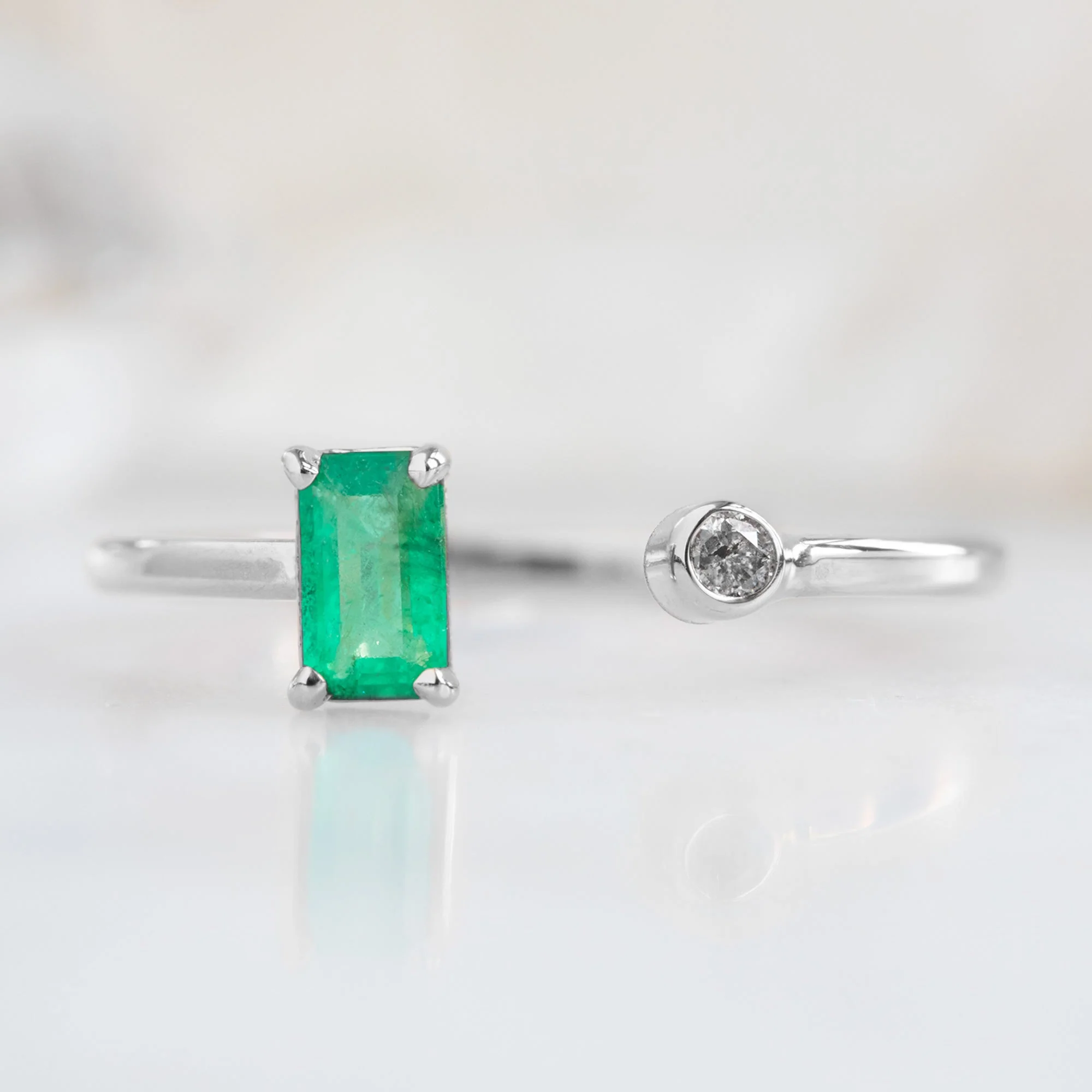 The Open Cuff Emerald + Diamond Ring | Yellow, Rose or White Gold - Image 4