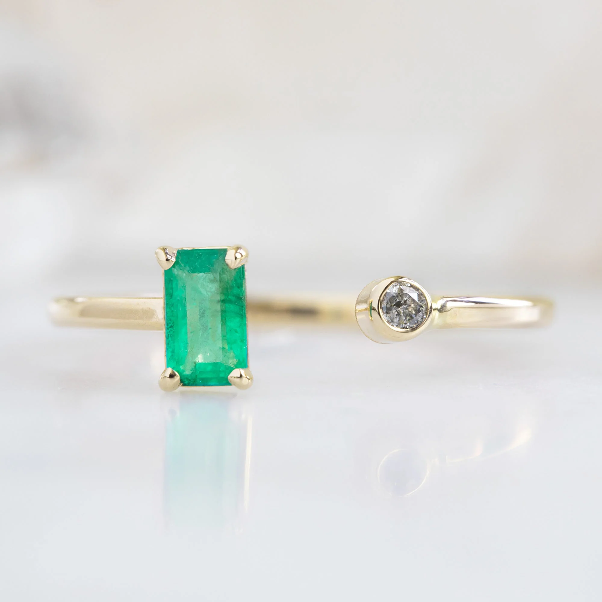 The Open Cuff Emerald + Diamond Ring | Yellow, Rose or White Gold - Image 7