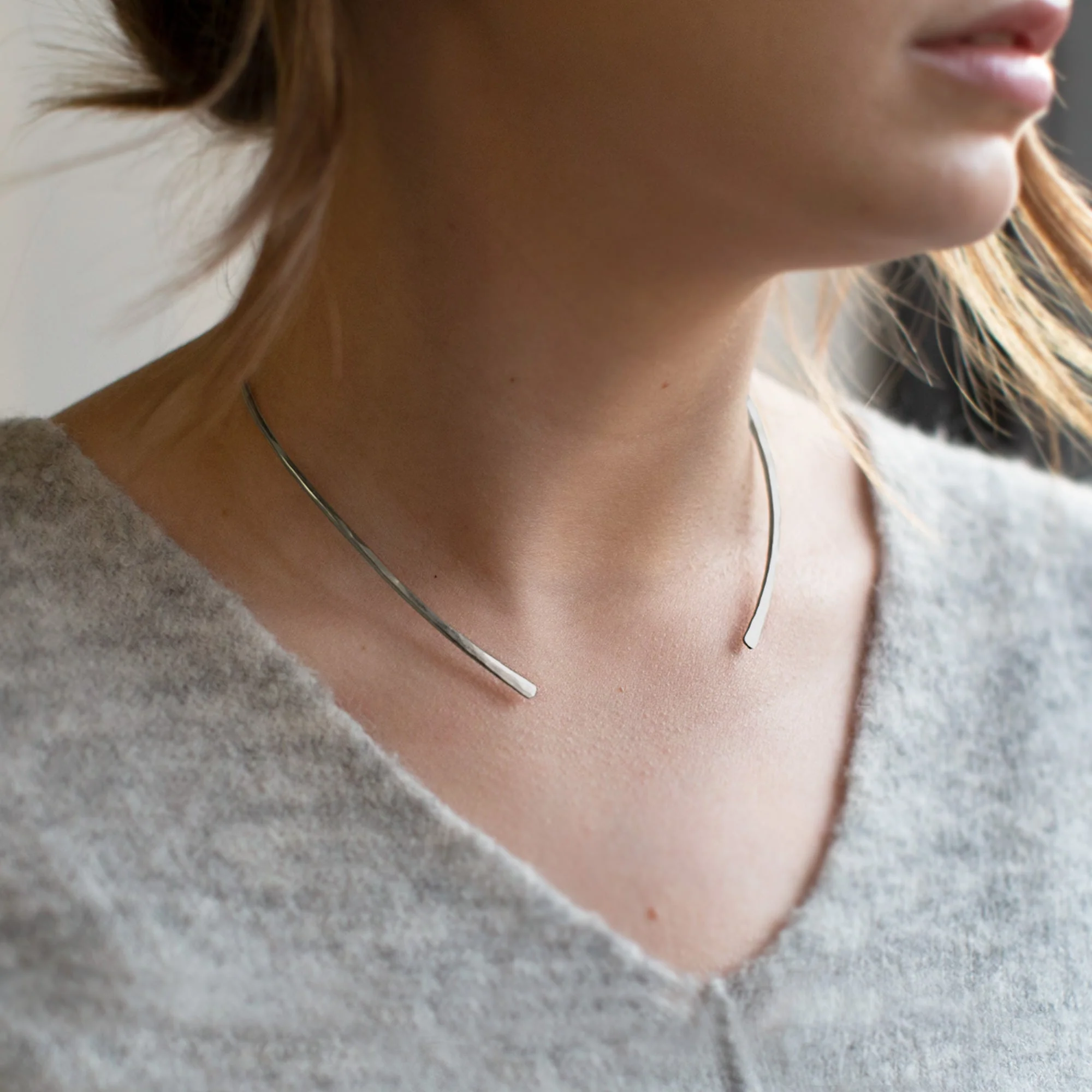 The Open Cuff Necklace | Yellow, Rose, or Sterling Silver - Image 5