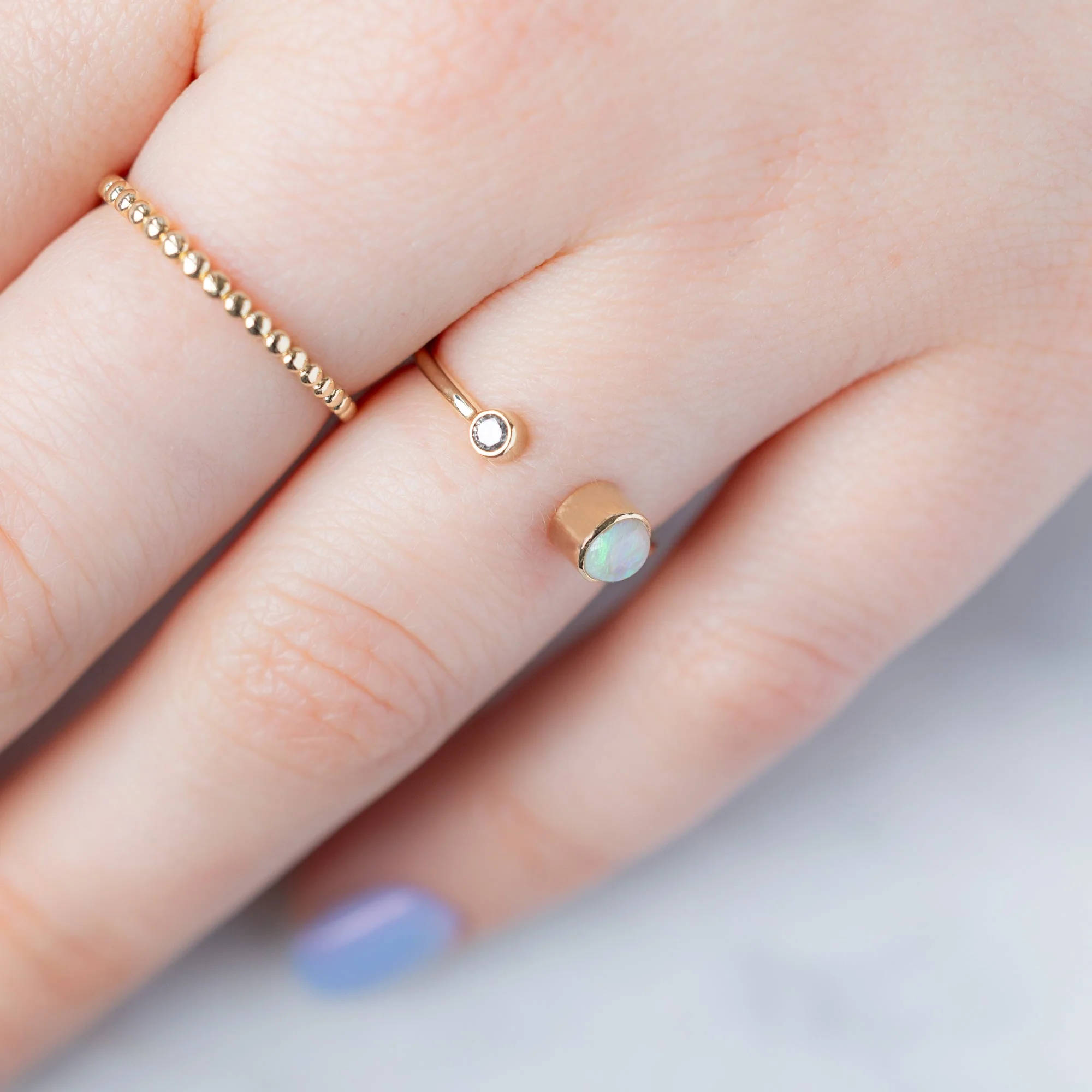 The Open Cuff Opal + Diamond Ring | Yellow or Rose Gold - Image 6