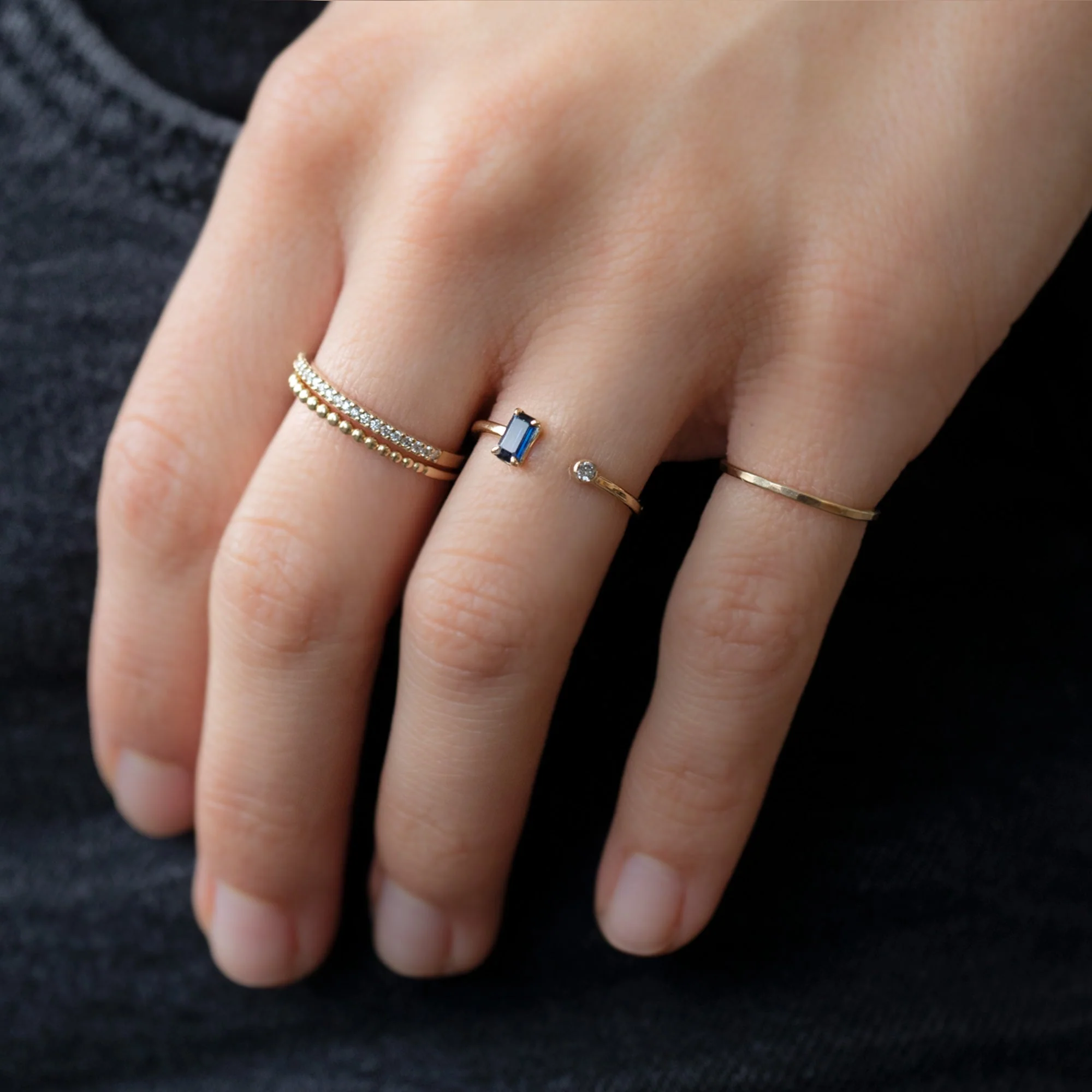 The Open Cuff Sapphire + Diamond Ring | Yellow, Rose or White Gold - Image 2