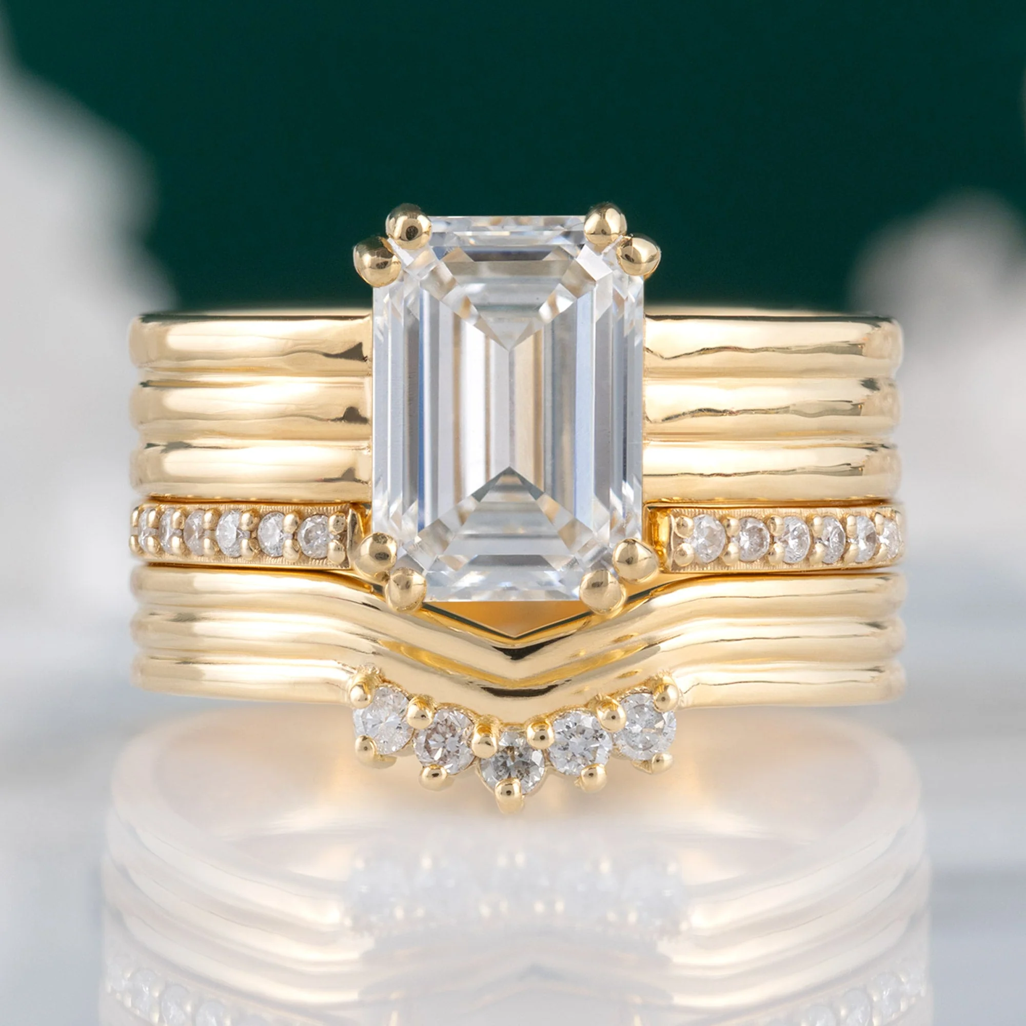The Stratum Peak Stacking Band with Lab Grown Diamonds | Yellow Gold - Image 3