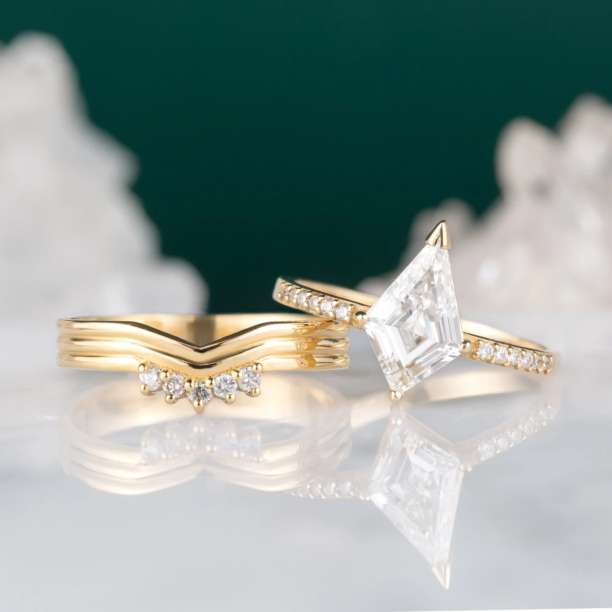 The Stratum Peak Stacking Band with Lab Grown Diamonds | Yellow Gold - Image 4
