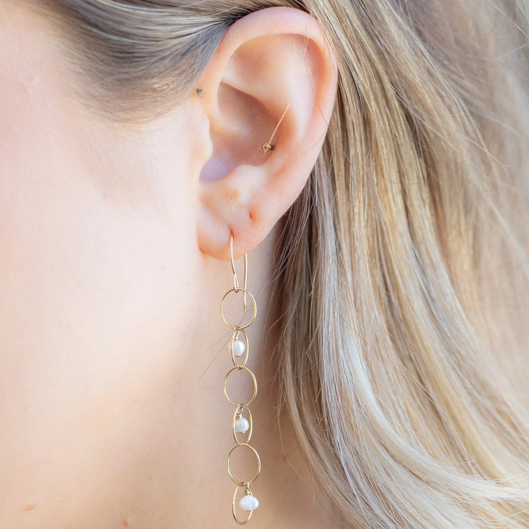 The Pearl Party Drop Earrings | Yellow Gold - Image 2