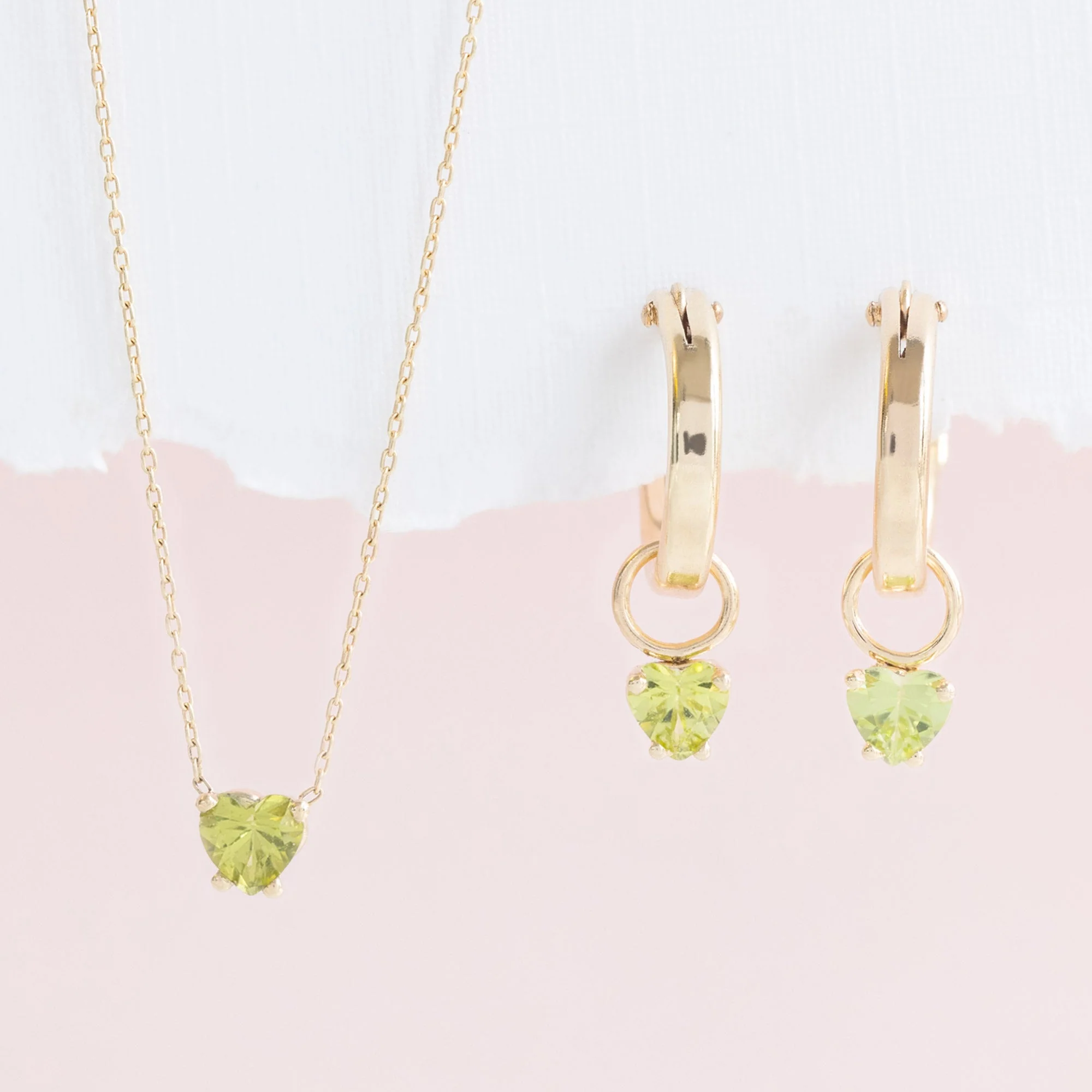 The Peridot Heart Hoops | Yellow Gold - Image 4