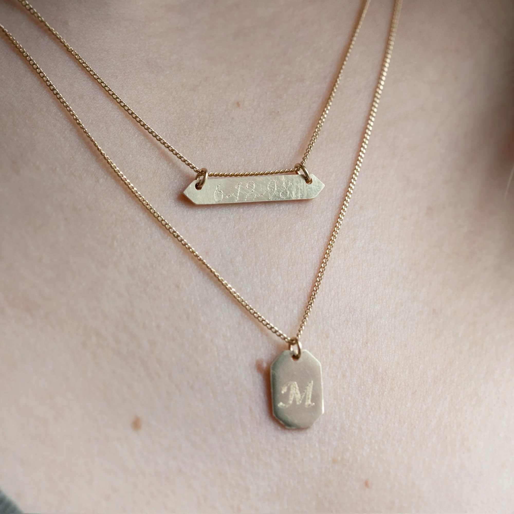 The Personalized Bar Necklace | Yellow Gold or Sterling Silver - Image 2