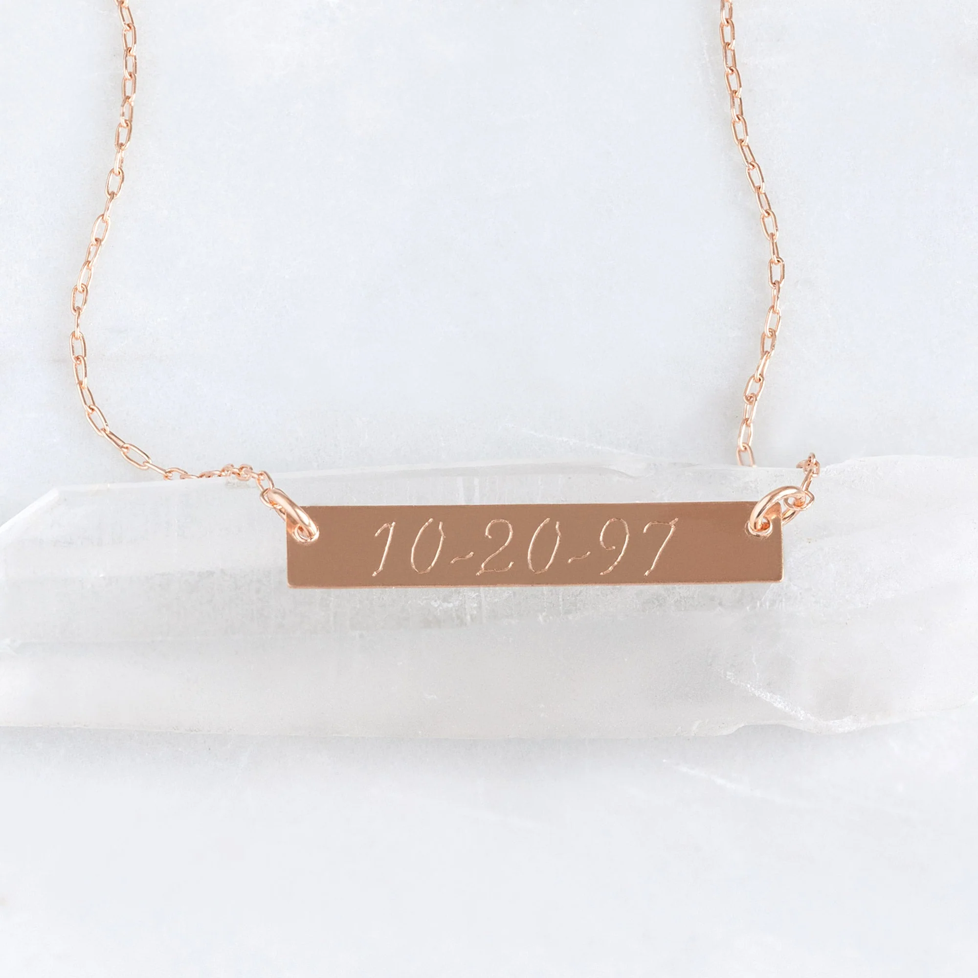 The Save the Date / Nameplate Necklace | Yellow, Rose or Sterling Silver - Image 4