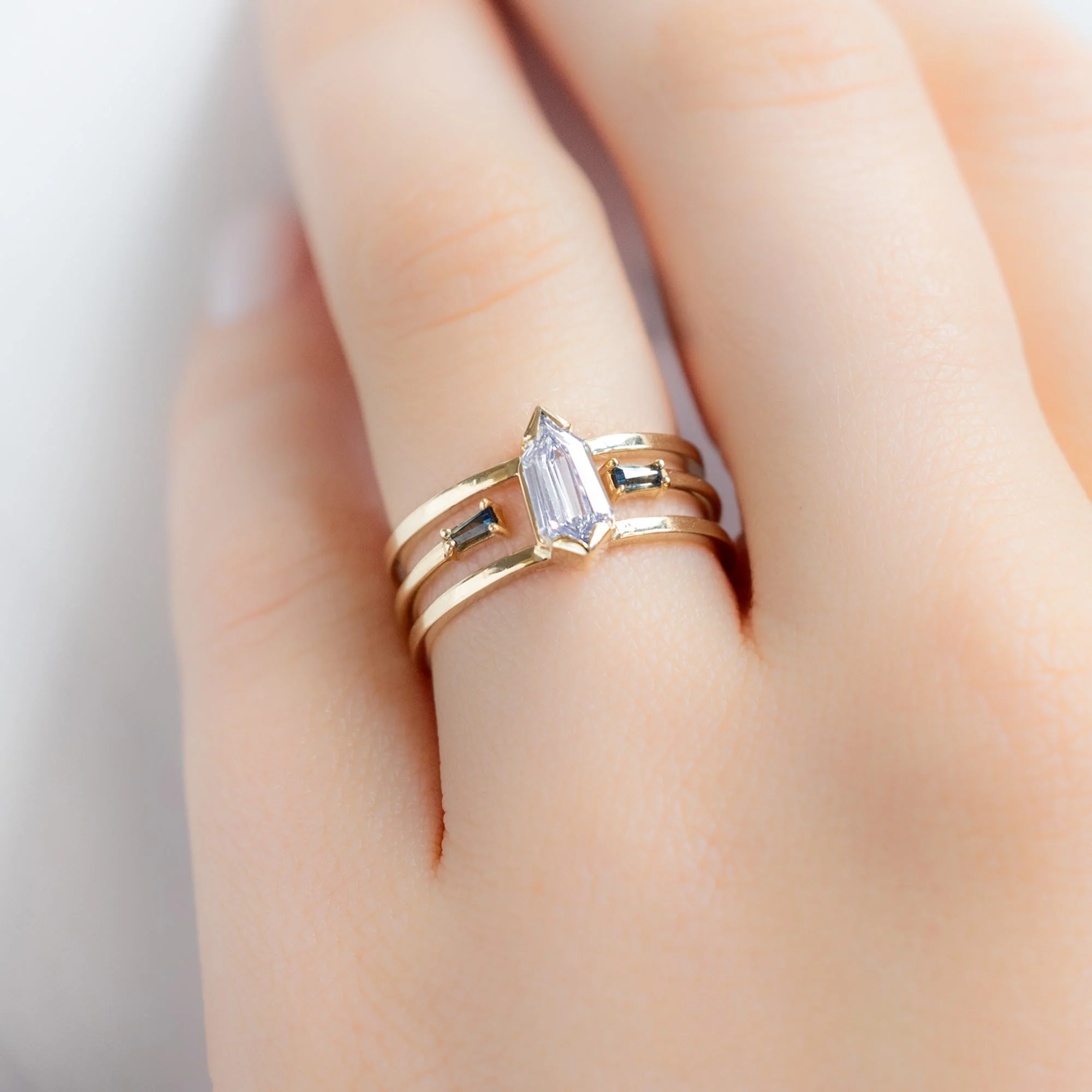 The Poppy Ring | 0.69ct Geometric Natural White Diamond in 14K Yellow Gold - Image 3