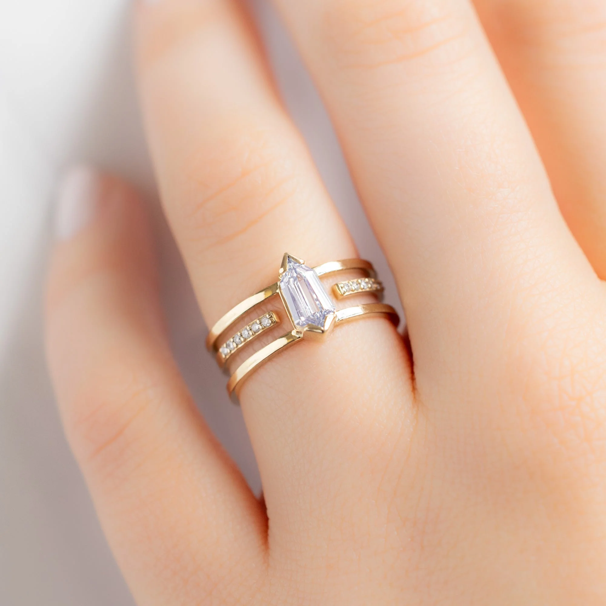The Poppy Ring | 0.69ct Geometric Natural White Diamond in 14K Yellow Gold - Image 4