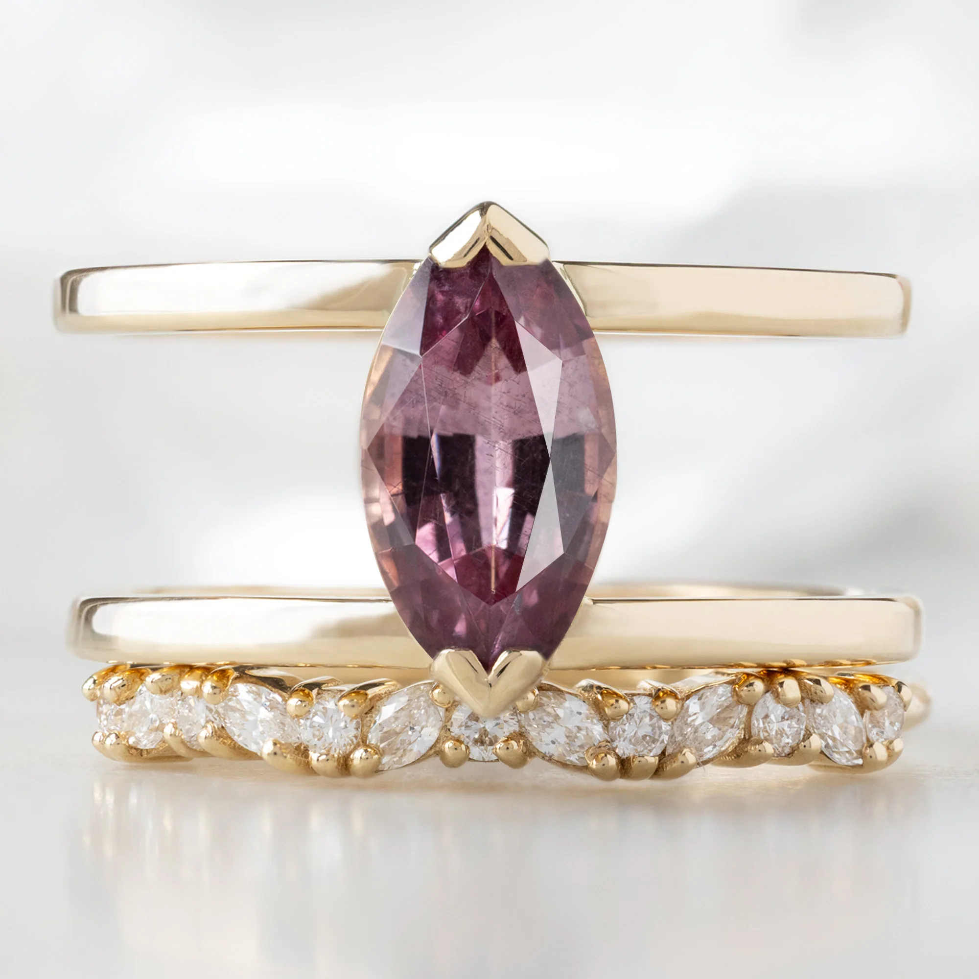 The Poppy Ring | 1.38ct Marquise Mauve Garnet in 14K Yellow Gold - Image 3