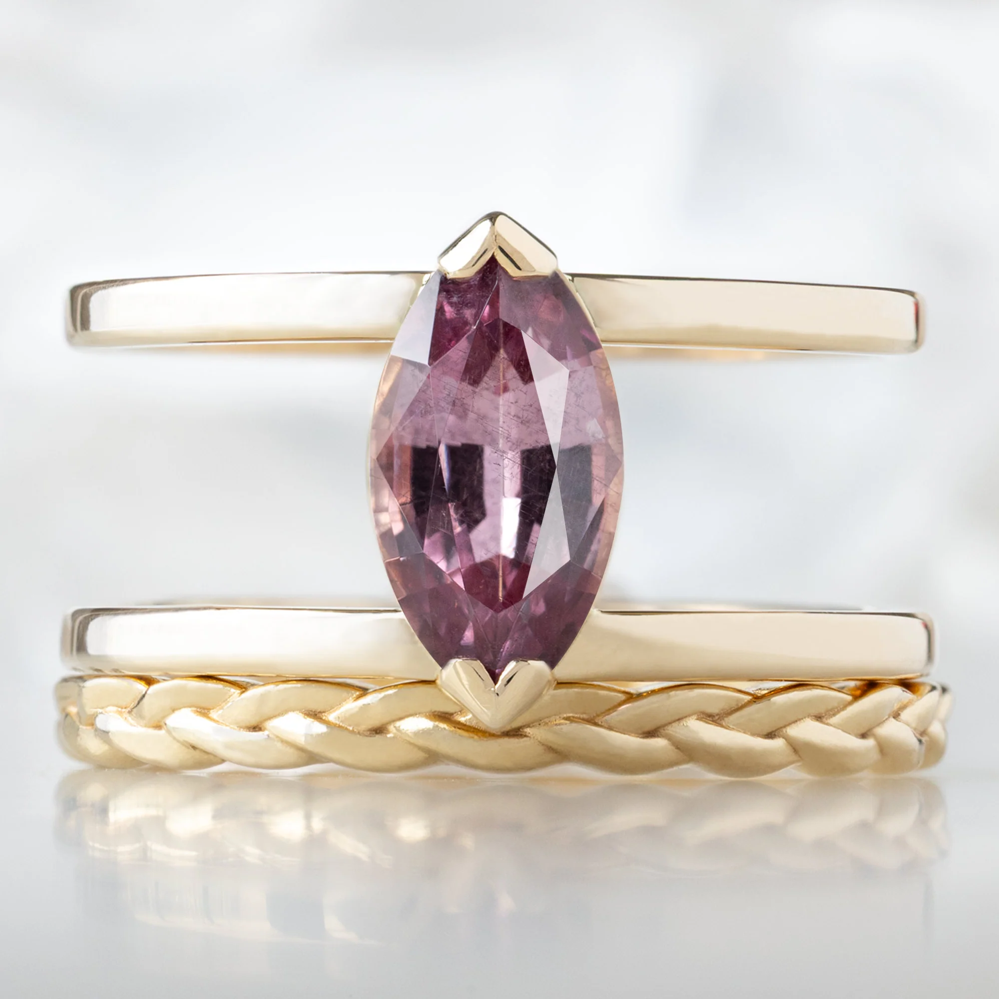 The Poppy Ring | 1.38ct Marquise Mauve Garnet in 14K Yellow Gold - Image 4