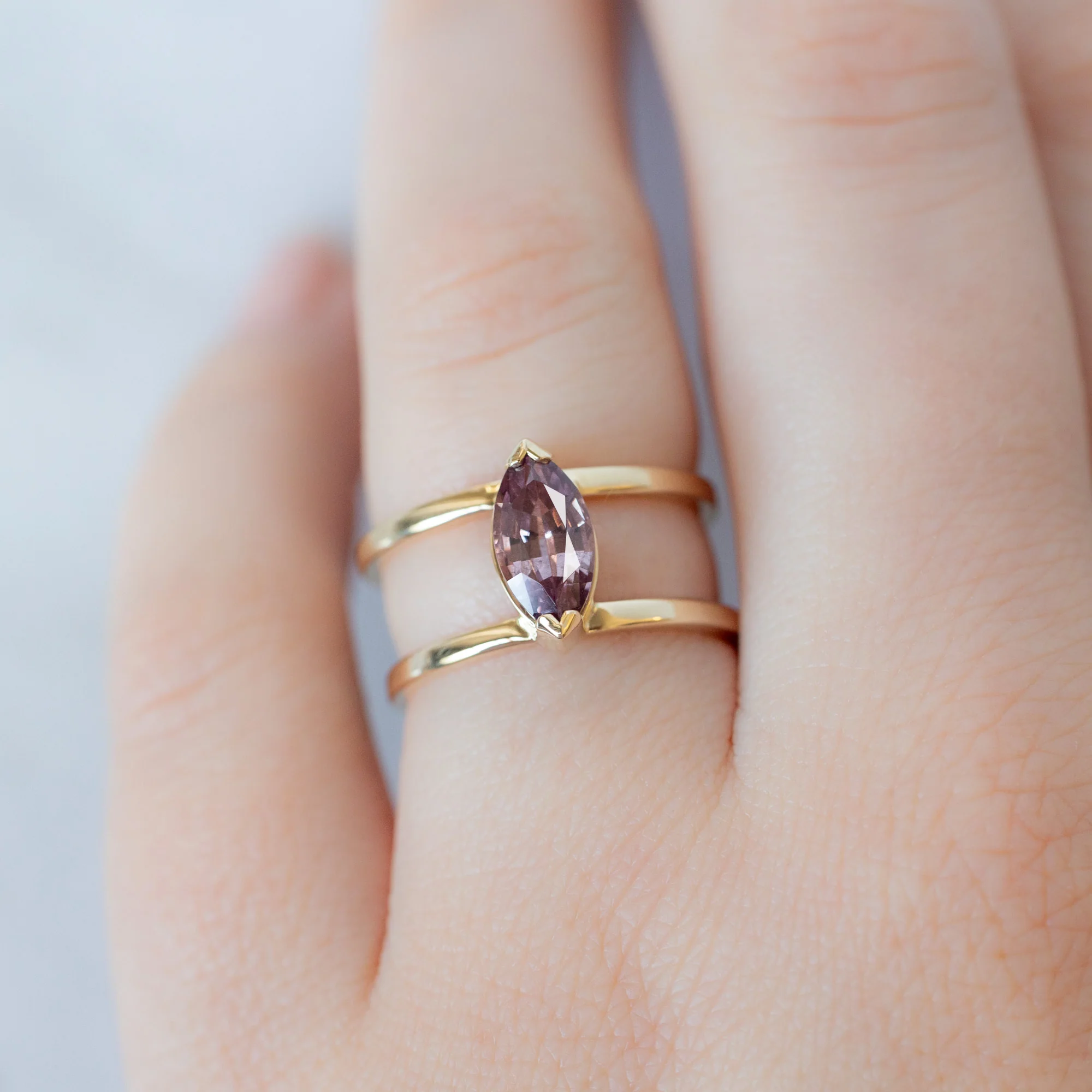 The Poppy Ring | 1.38ct Marquise Mauve Garnet in 14K Yellow Gold - Image 5