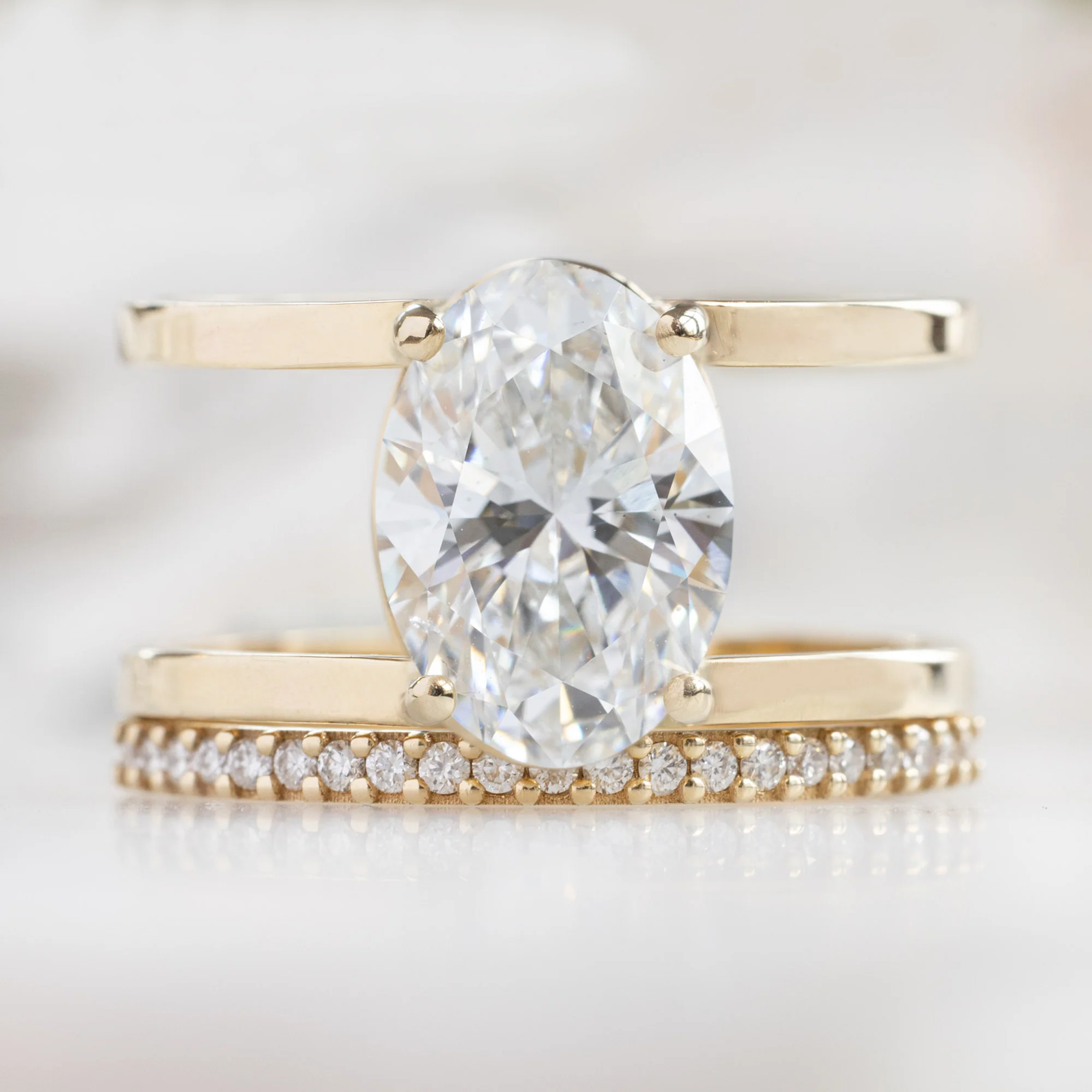 The Poppy Ring | 3.06ct Lab Grown Oval White Diamond in 14K Yellow Gold - Image 3