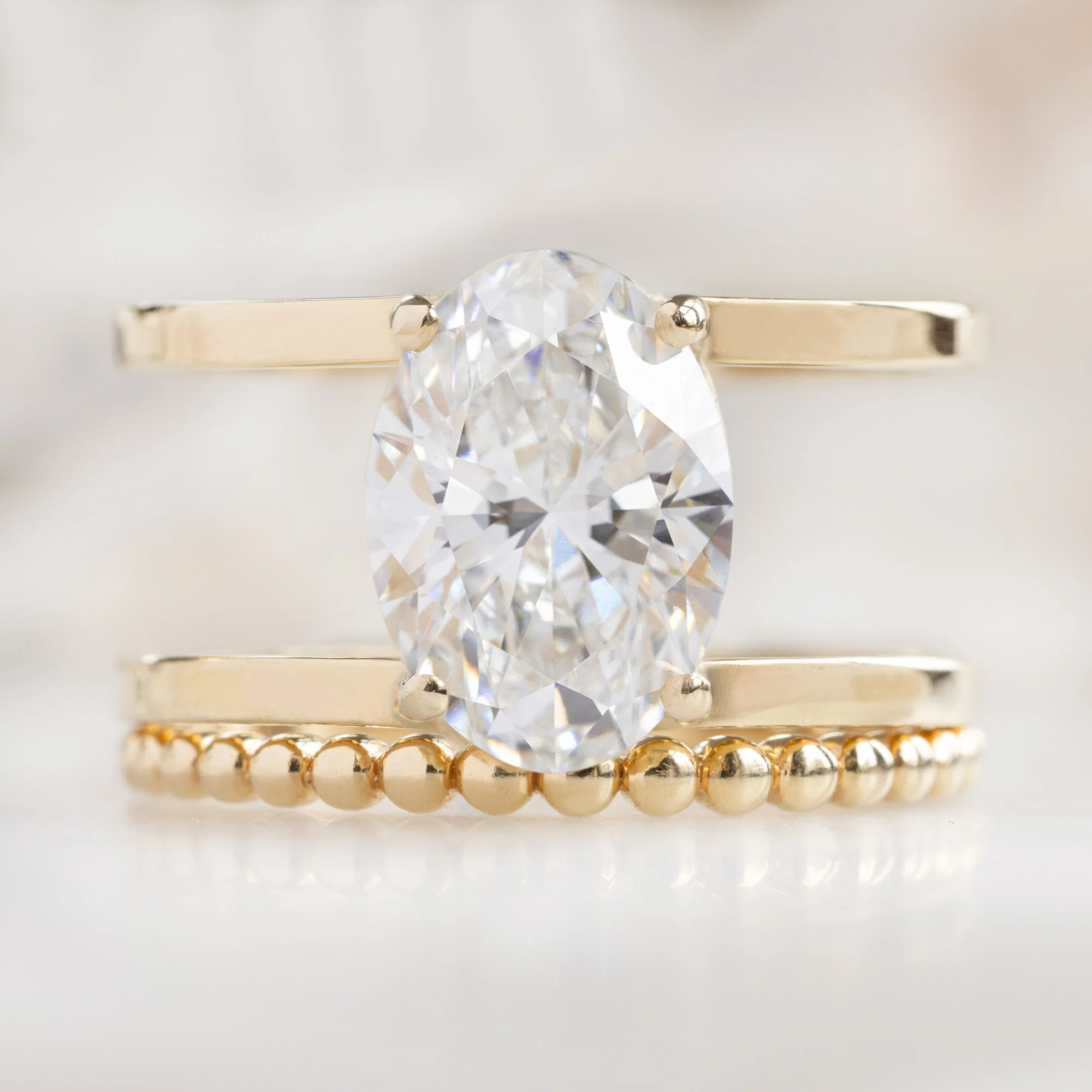 The Poppy Ring | 3.06ct Lab Grown Oval White Diamond in 14K Yellow Gold - Image 4