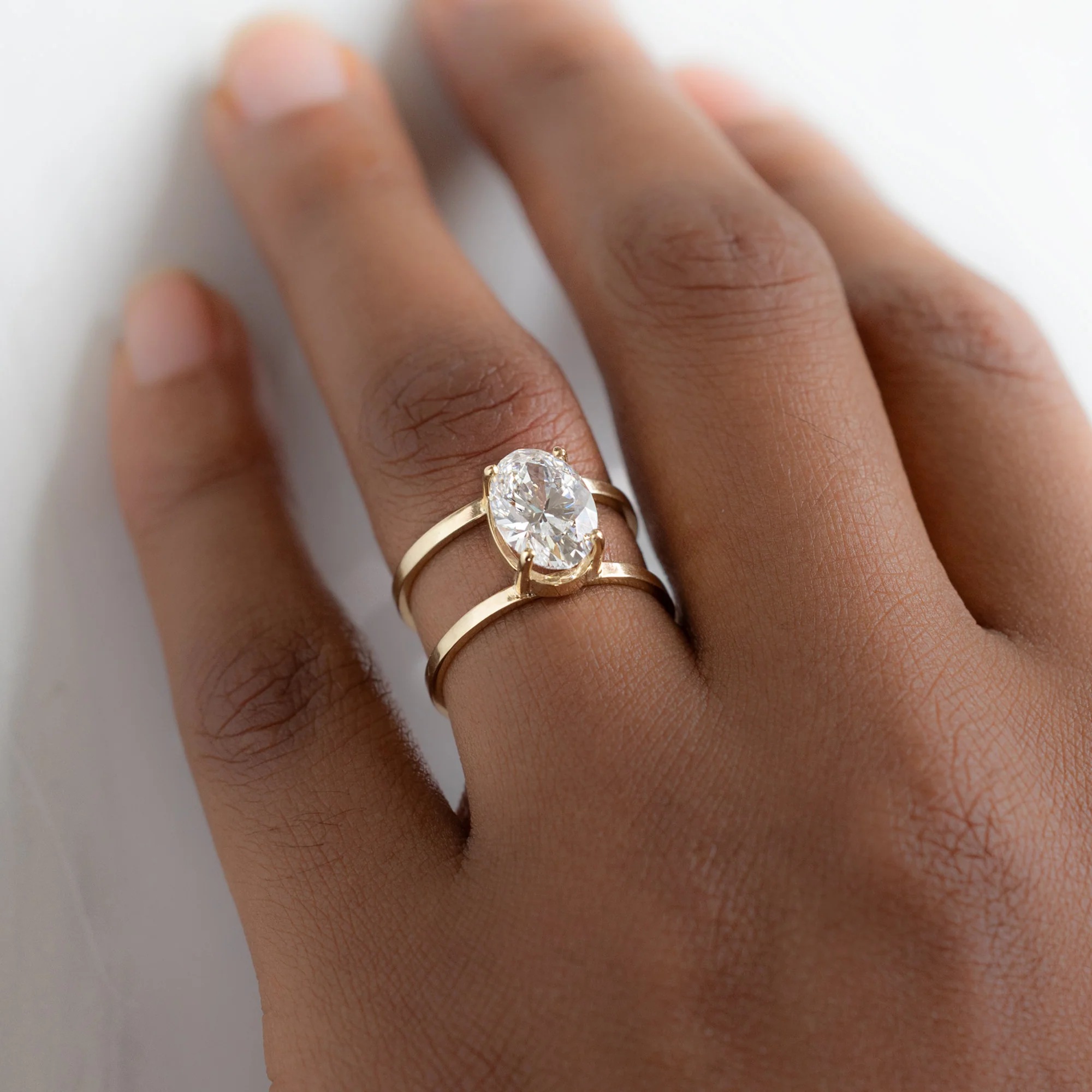 The Poppy Ring | 3.06ct Lab Grown Oval White Diamond in 14K Yellow Gold - Image 5