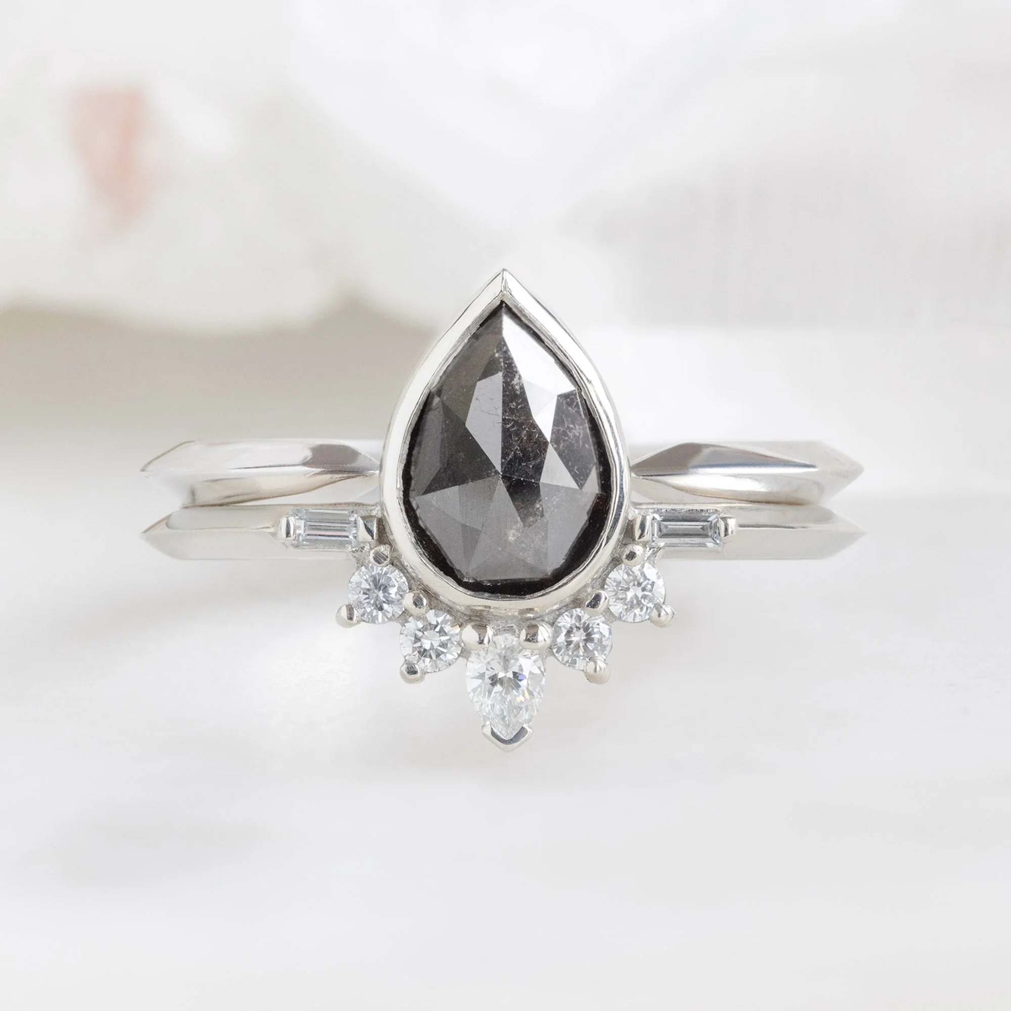 The Posy Ring | 1.29ct Pear Black Diamond in 14K White Gold - Image 4