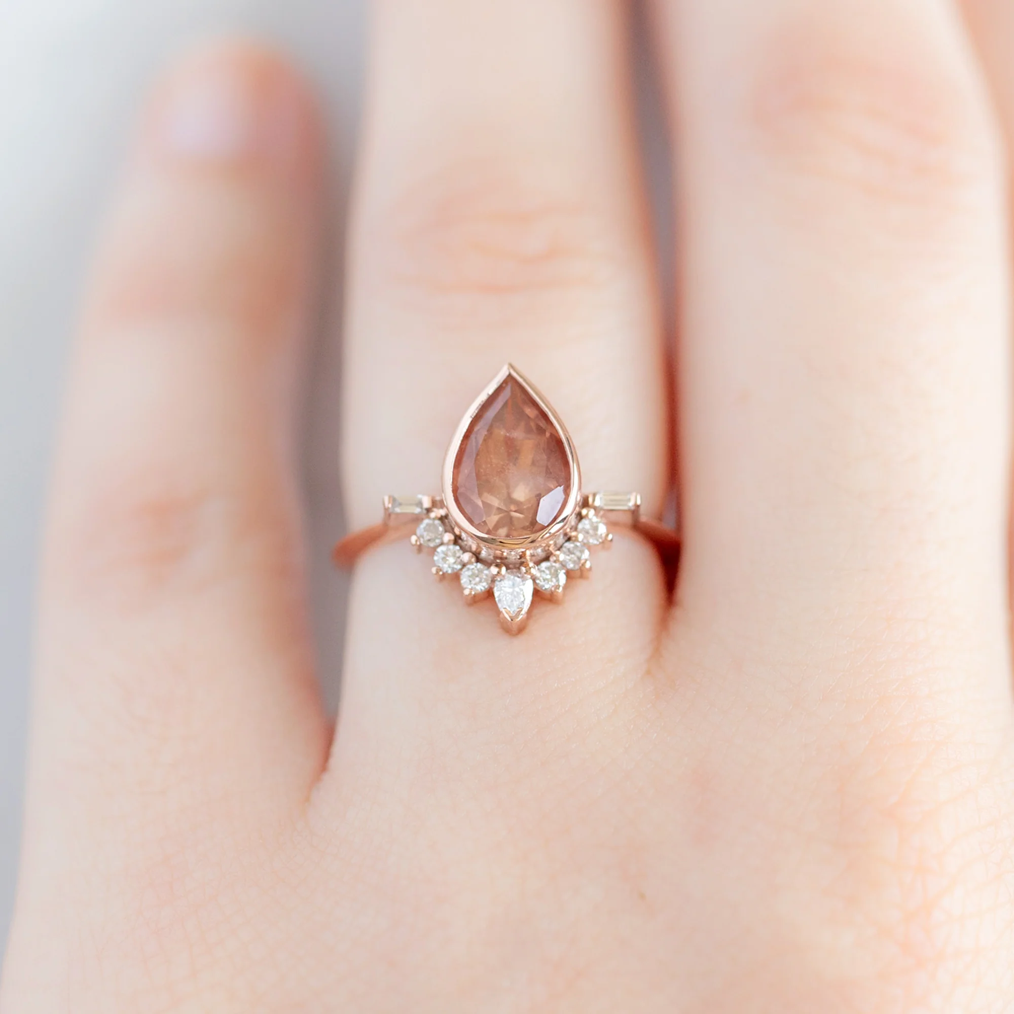 The Posy Ring | 1.73ct Pear Cut Sunstone  in 14K Rose Gold - Image 5