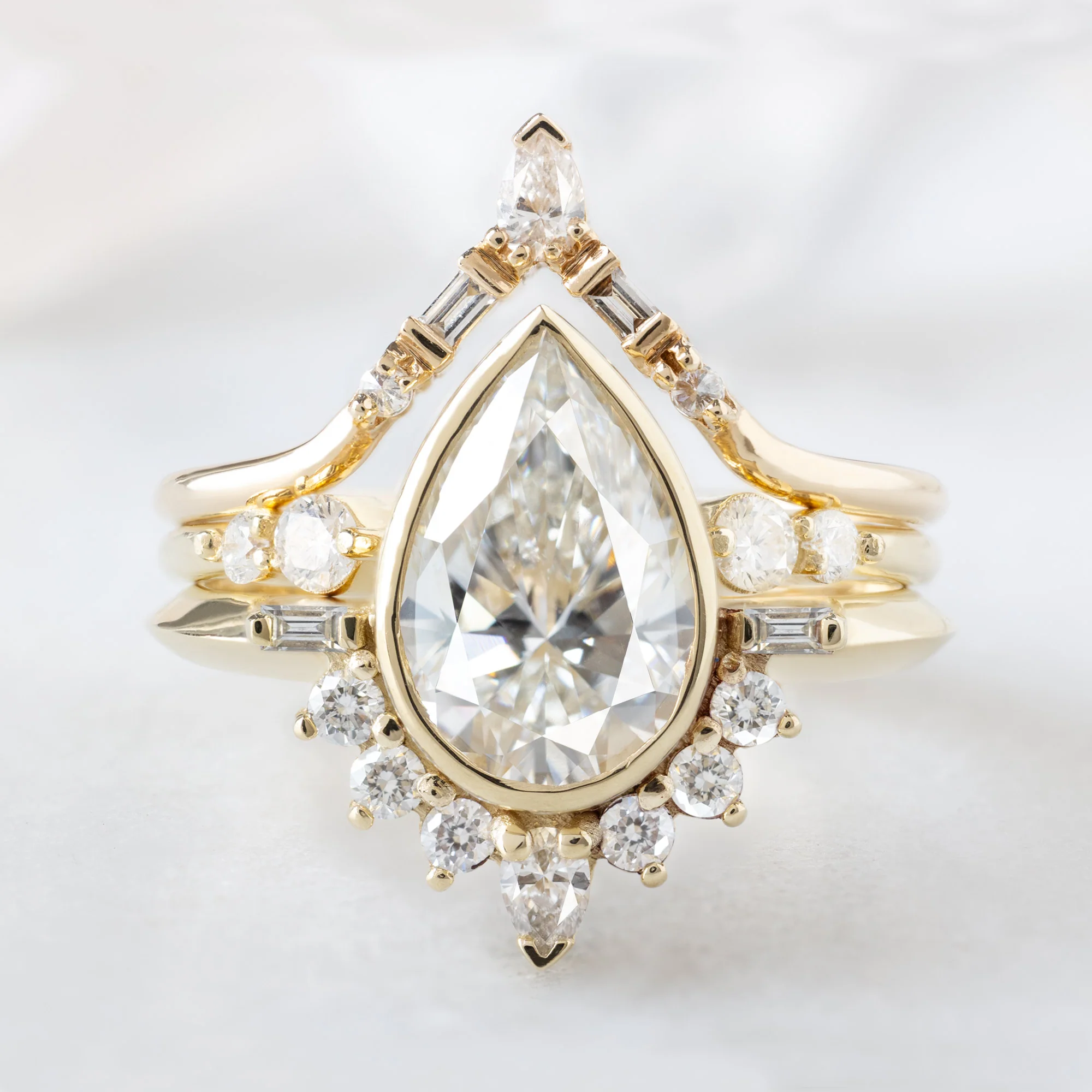 The Posy Ring | 1.88ct Lab Grown Pear White Diamond in 14K Yellow Gold - Image 2