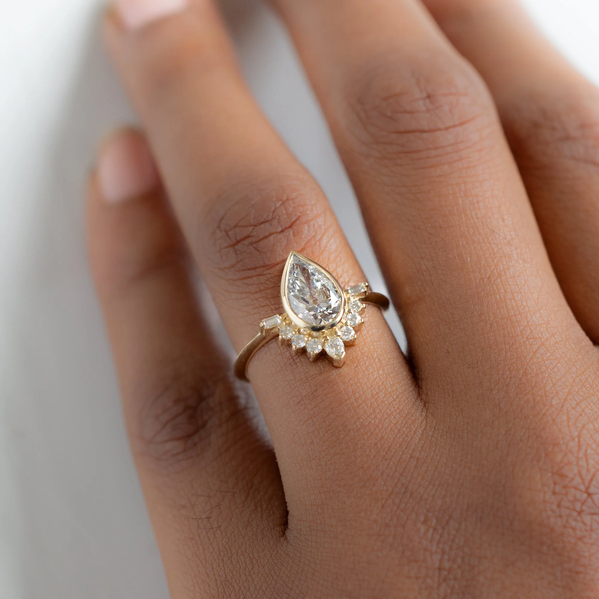 The Posy Ring | 2.20ct Pear Lab Grown White Diamond in 14K Yellow Gold - Image 4