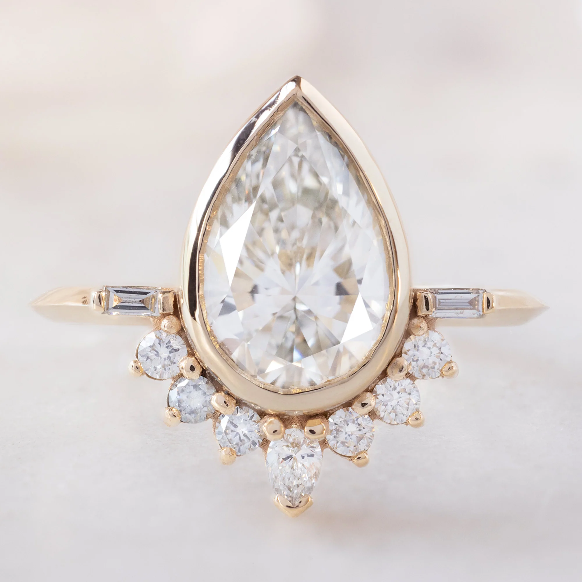The Posy Ring | 2.20ct Pear Lab Grown White Diamond in 14K Yellow Gold - Image 5