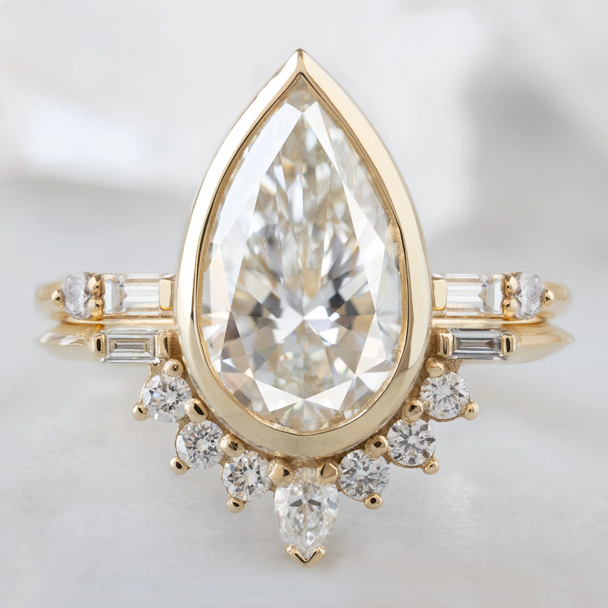 The Posy Ring | 2.81ct Pear Lab Grown White Diamond in 14K Yellow Gold - Image 3